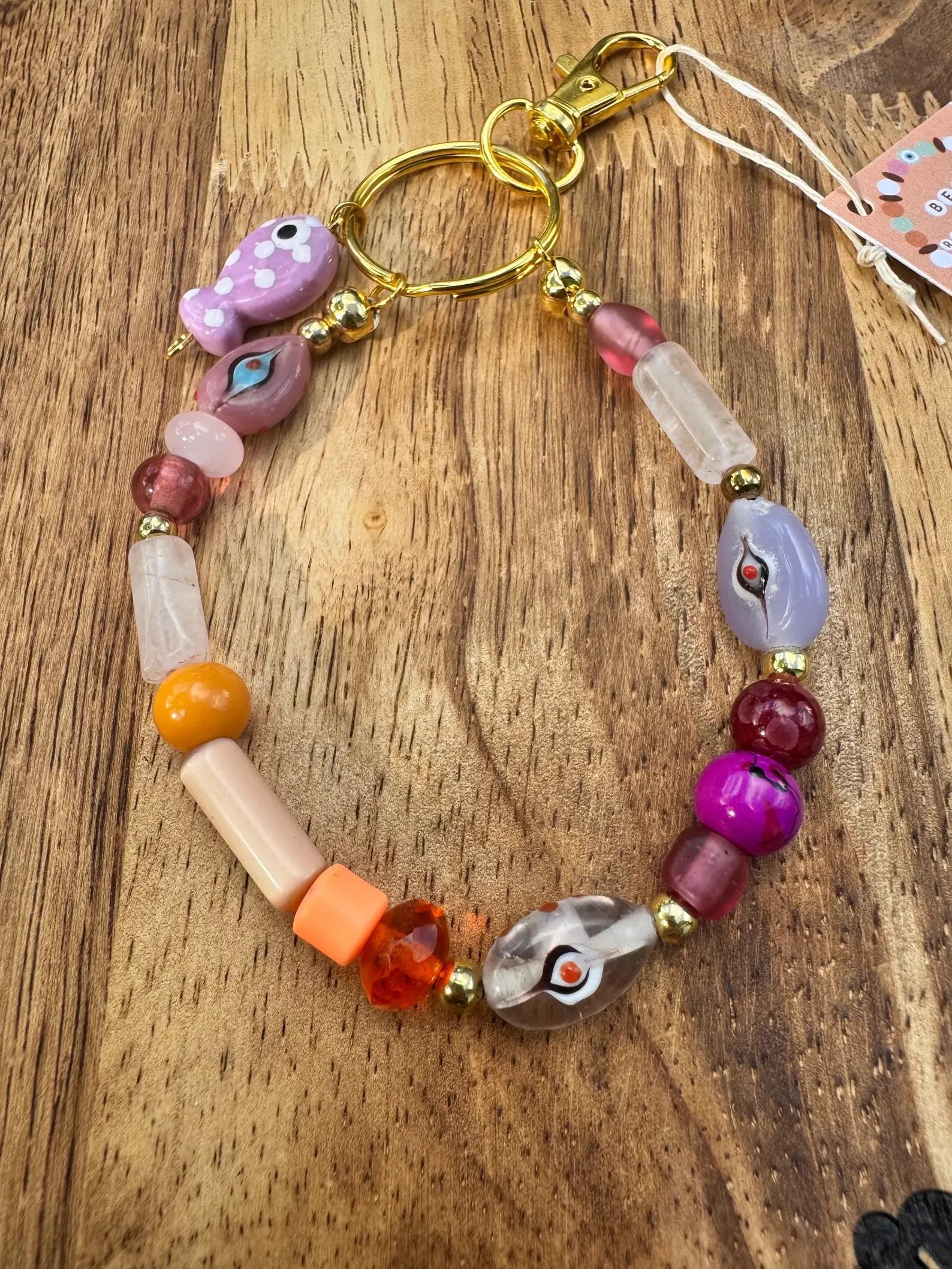 Glass Evil Eye and Fish Bag Charm