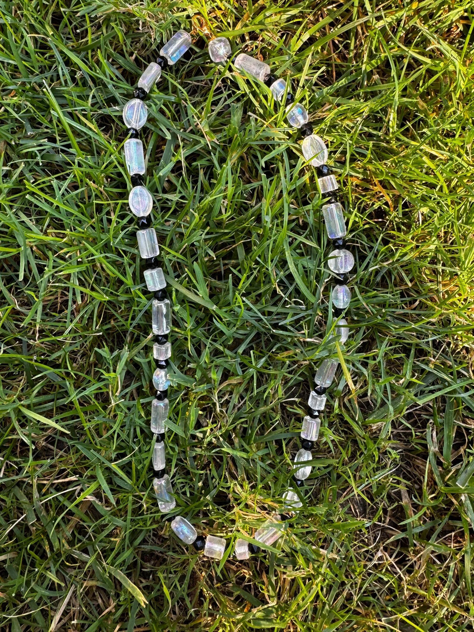 Clear and Black Glass Necklace