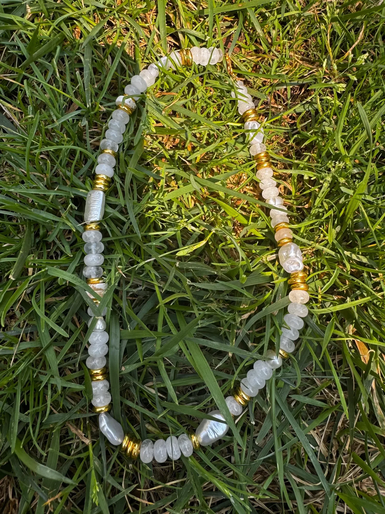 Faceted Glass and Pearl Necklace