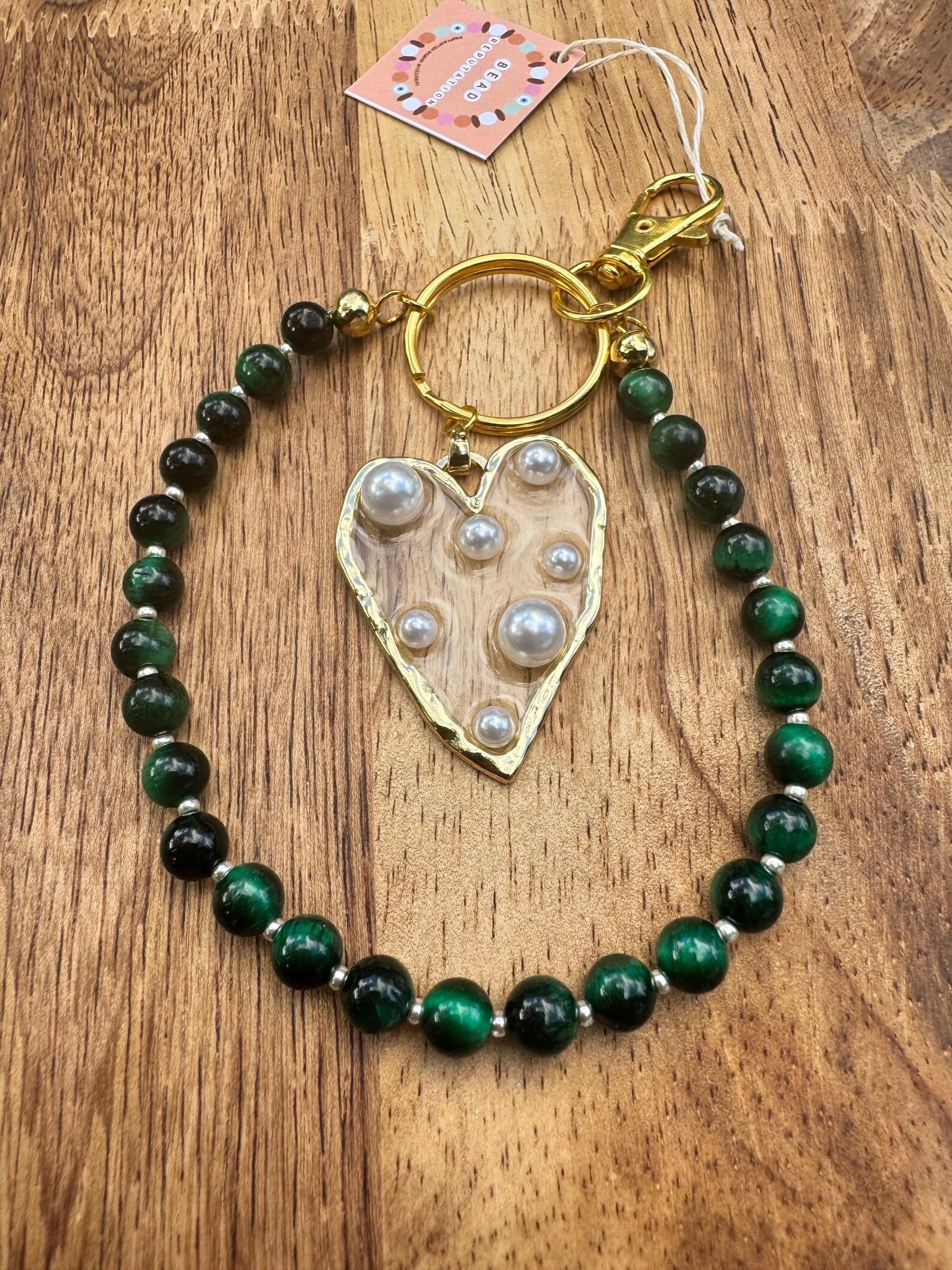 Aventurine Heart Bag Charm