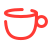 A red coffee mug with steam rising from it.