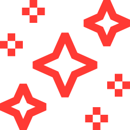 Red stars and plus symbols on a black background.
