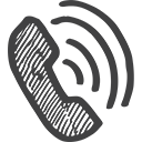 Icon of a telephone receiver with sound waves indicating a call or communication