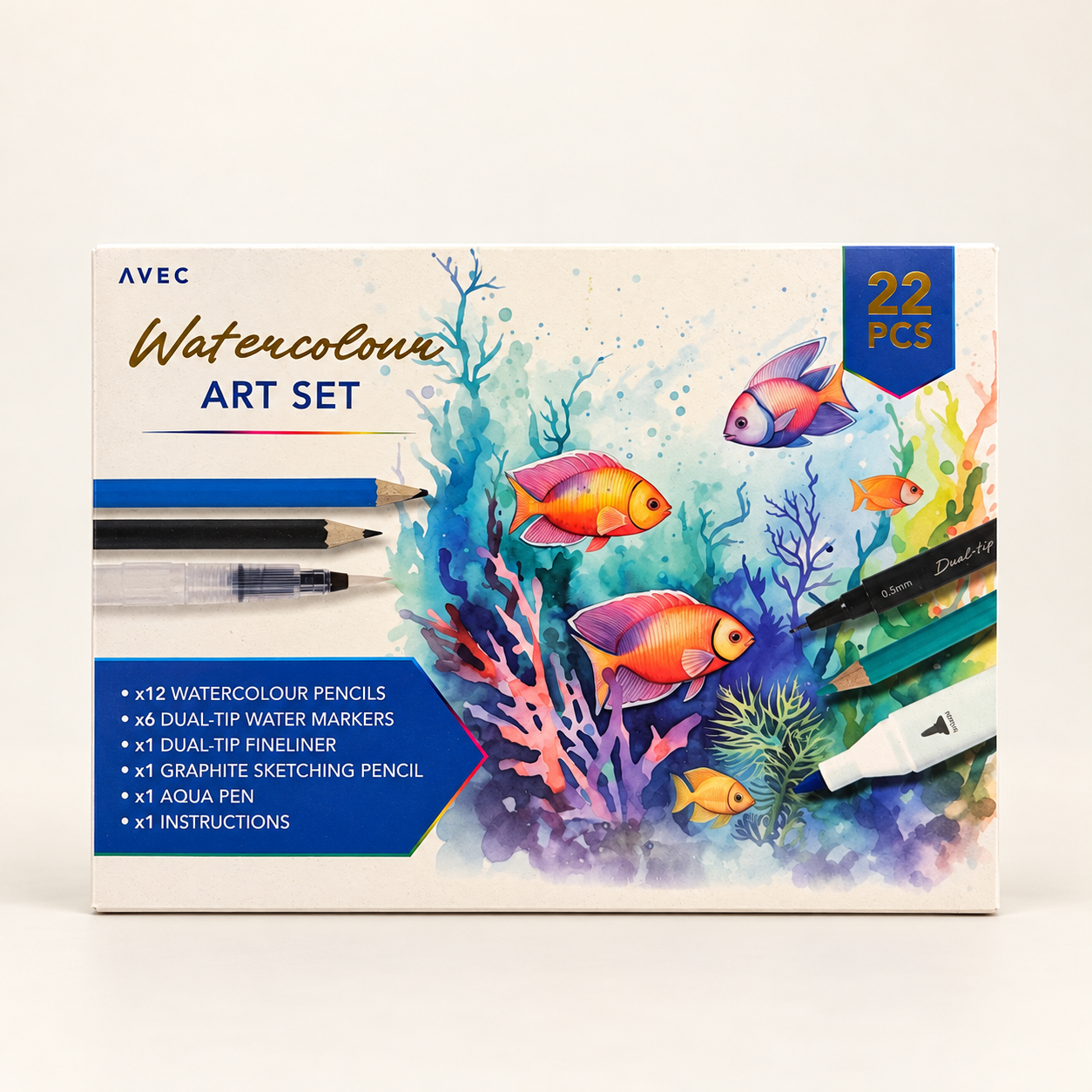AVEC Watercolour Art Set — 22 Piece Set