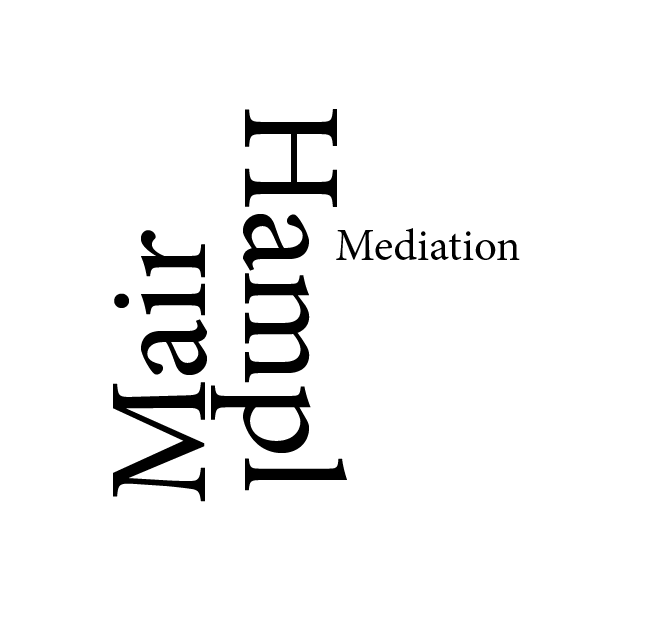 Logo mit den Worten 'Mair Hampl' und 'Mediation' in Schwarz auf weißem Hintergrund.
