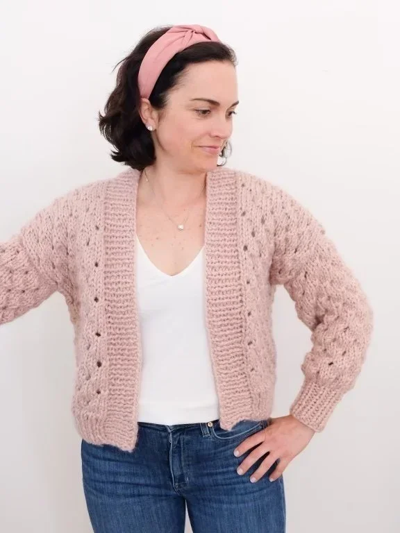 Knitting Cardigan Sweater Pattern + Tutorial | Simple Everyday Eyelet Cardigan