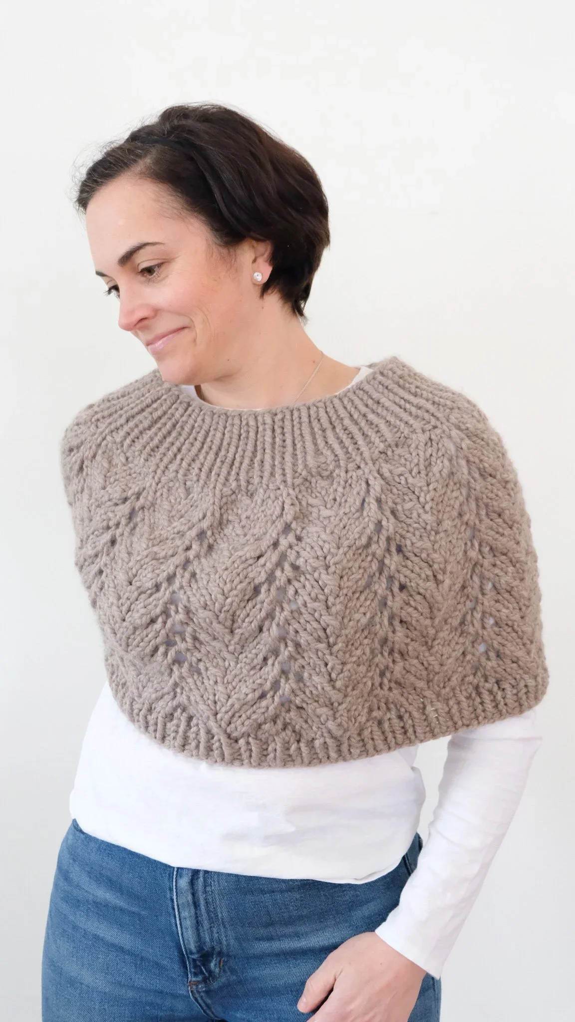 Knit Lace Poncho Cape Knitting Pattern | All the Vines Capelet