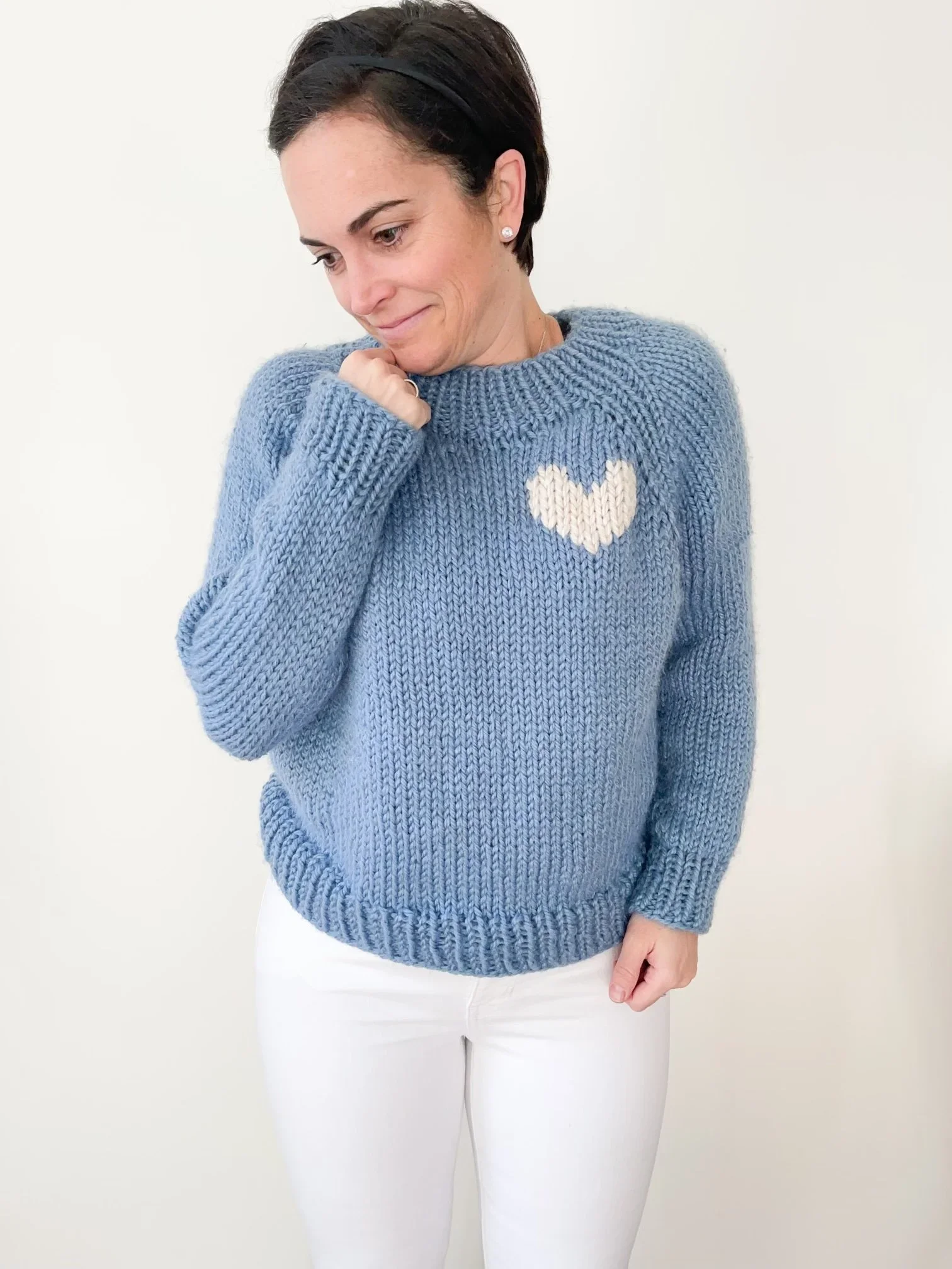 How to Knit a Top Down Raglan Heart Sweater with Video Tutorial