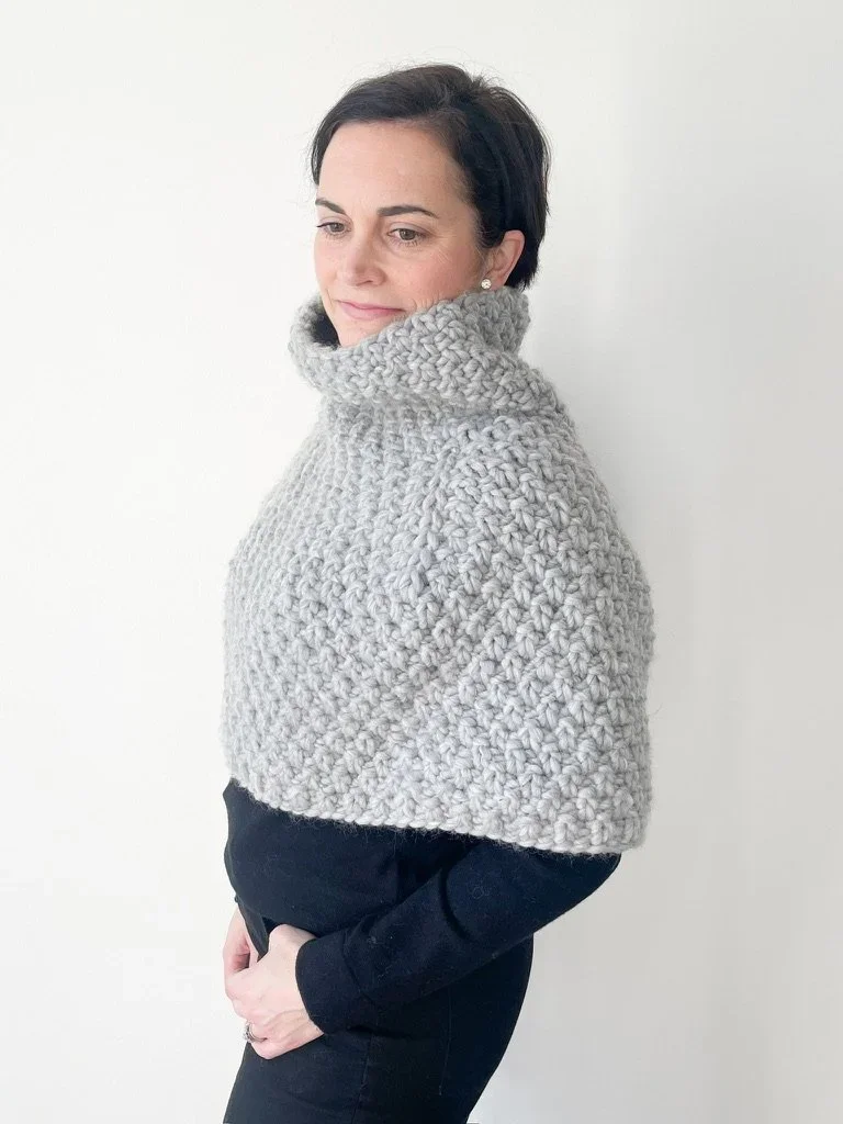 Chunky Knit Shrug Knitting Pattern | Mountain Time Capelet