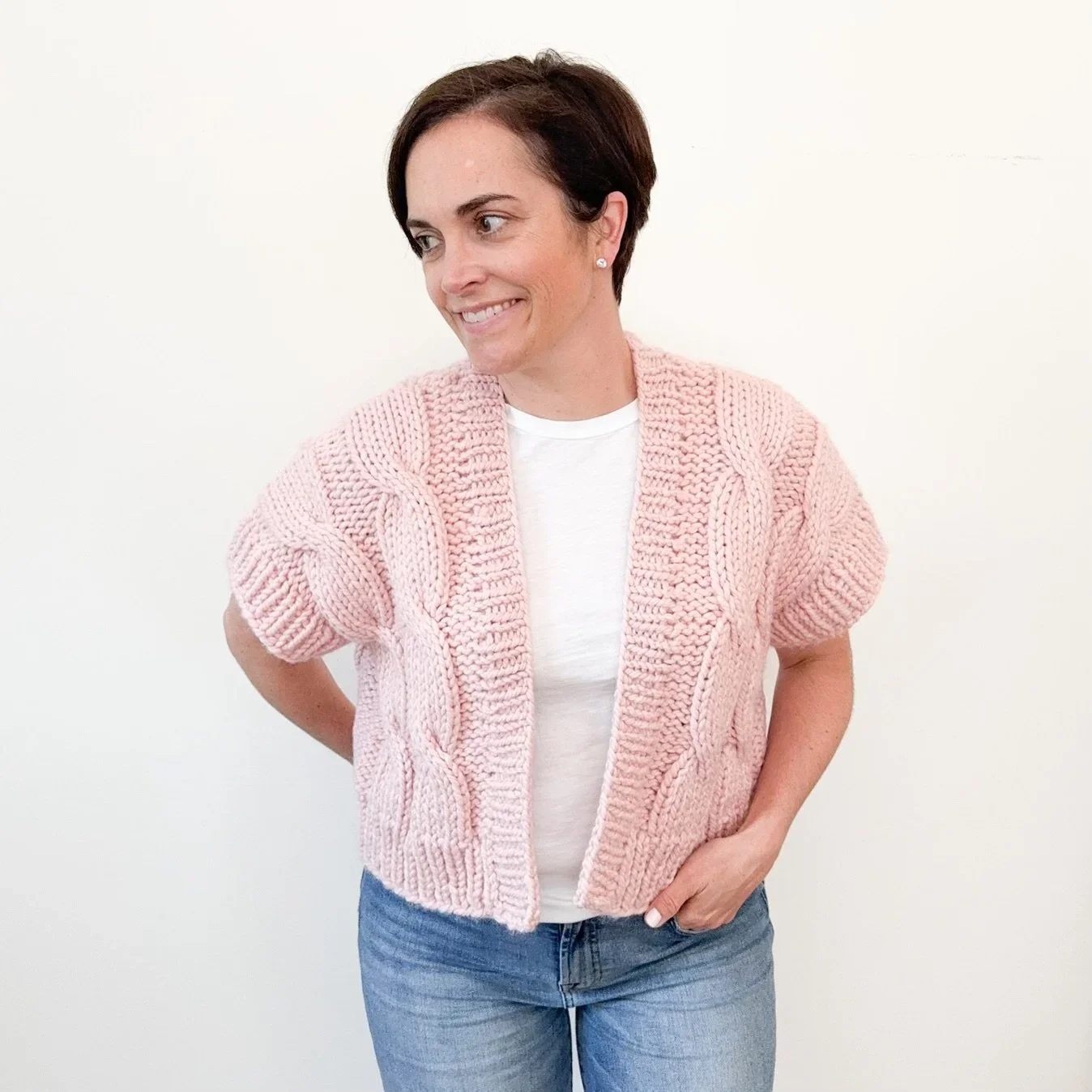 Cropped Super Bulky Cable Sweater Knitting Pattern | The Cali Cardigan