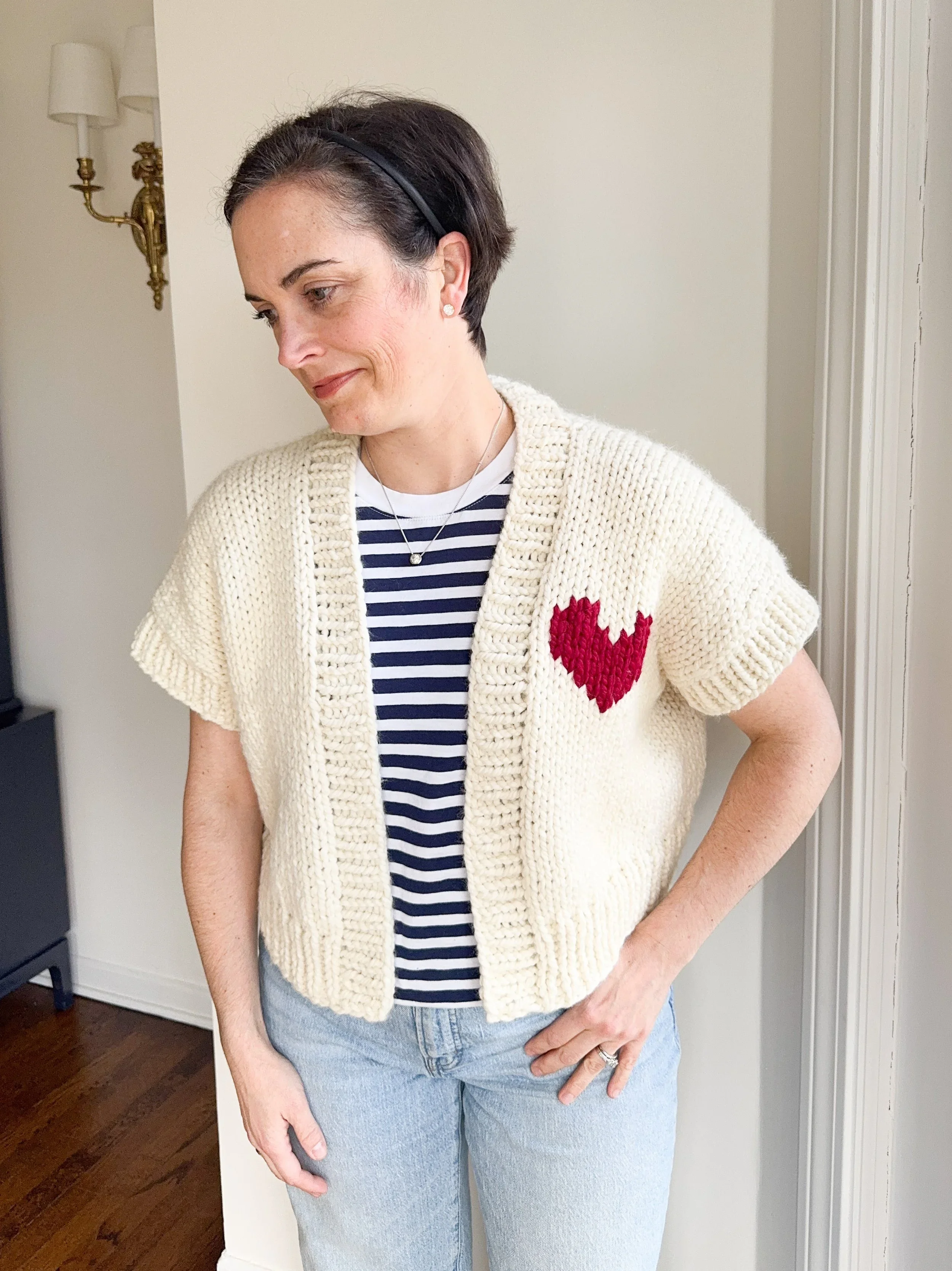 Free Knitting Pattern Super Bulky Heart Sweater | Grateful Heart Cardigan