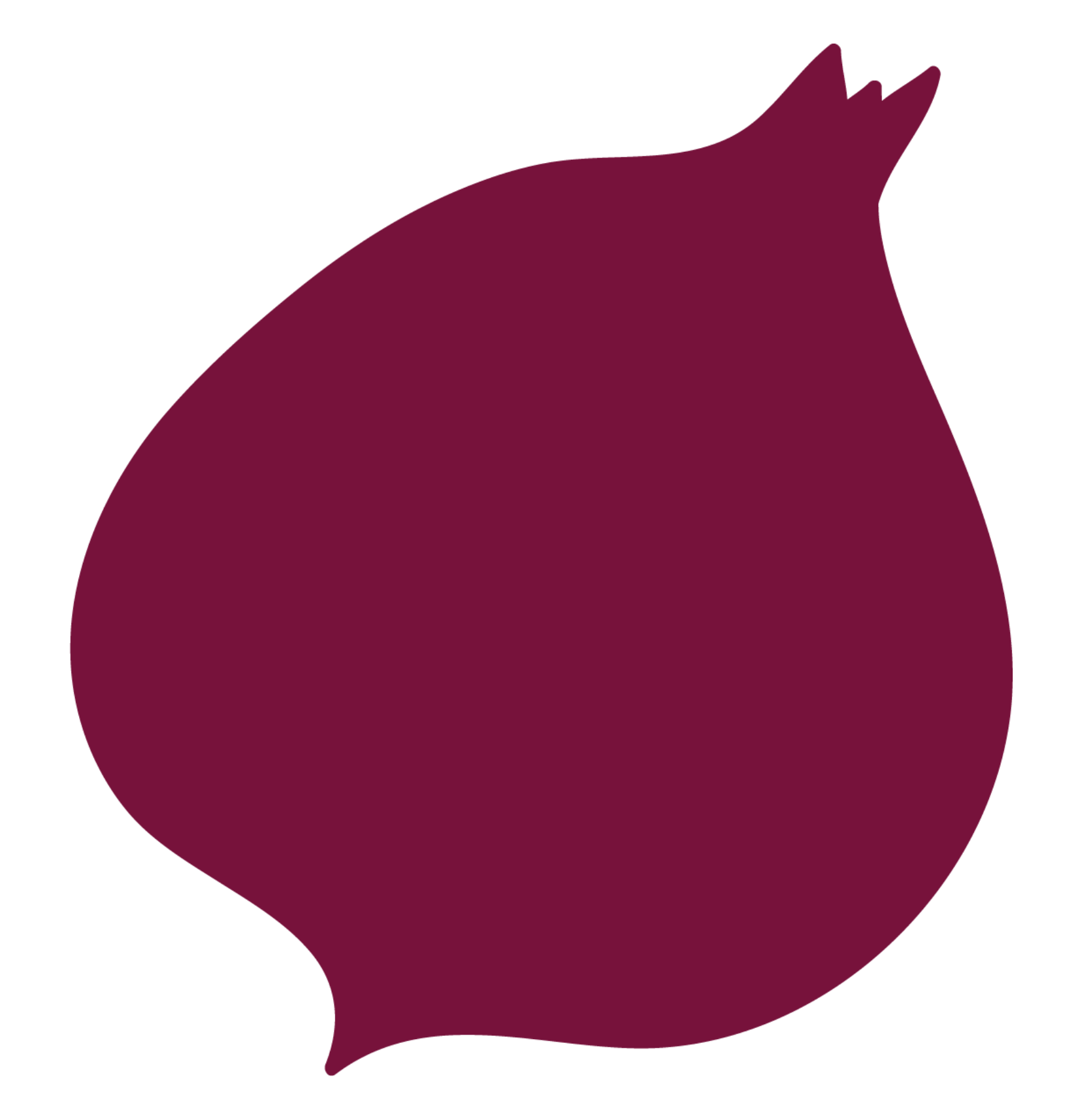 Colored silhouette of a red onion in dark purple, graphic for Sprout Feeding Therapy.