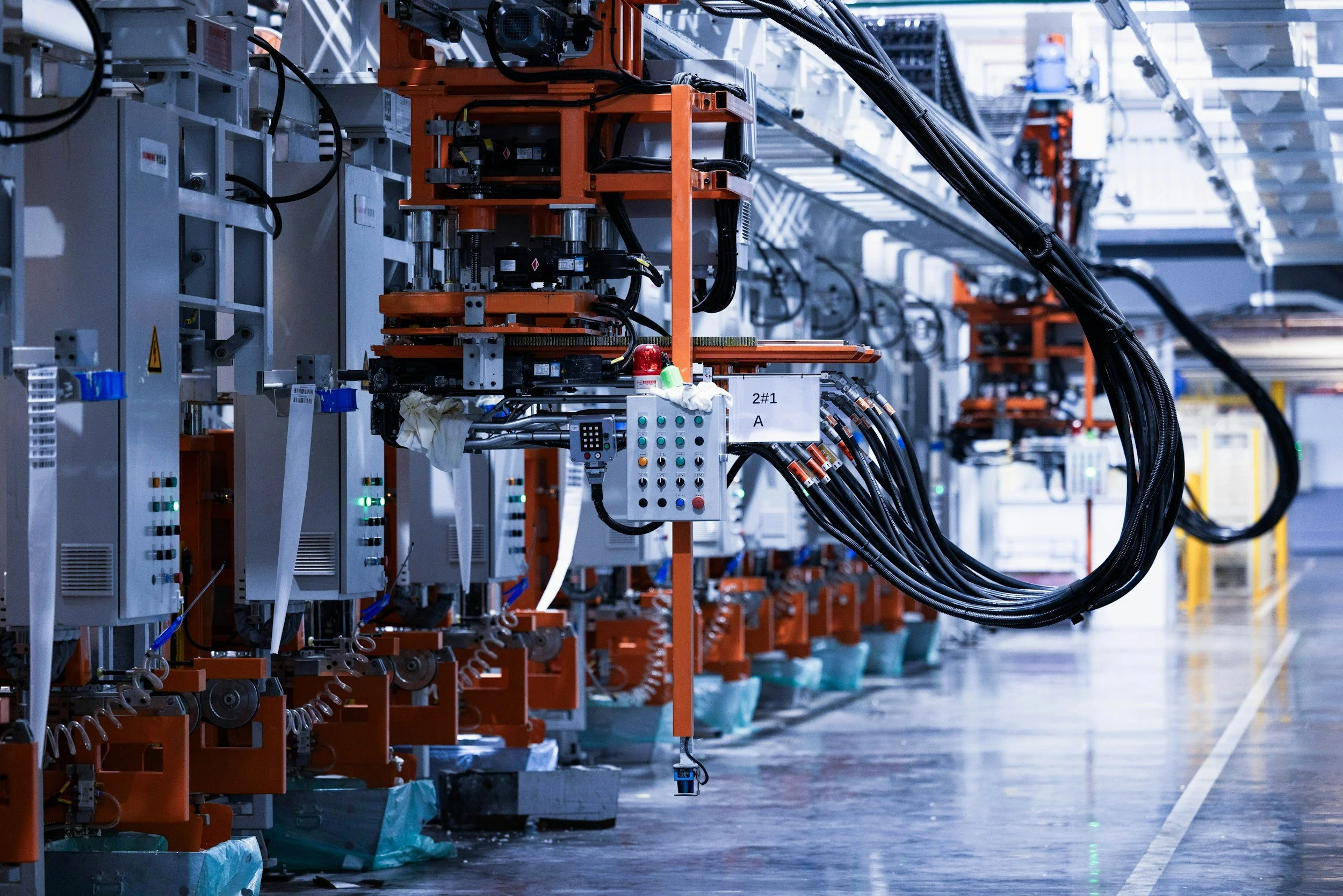 Industrial production equipment representing reliability, maintenance, and field service support.