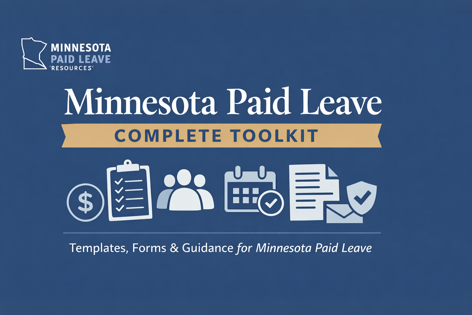 Illustration of workplace documents used to support Minnesota Paid Leave communication and administration