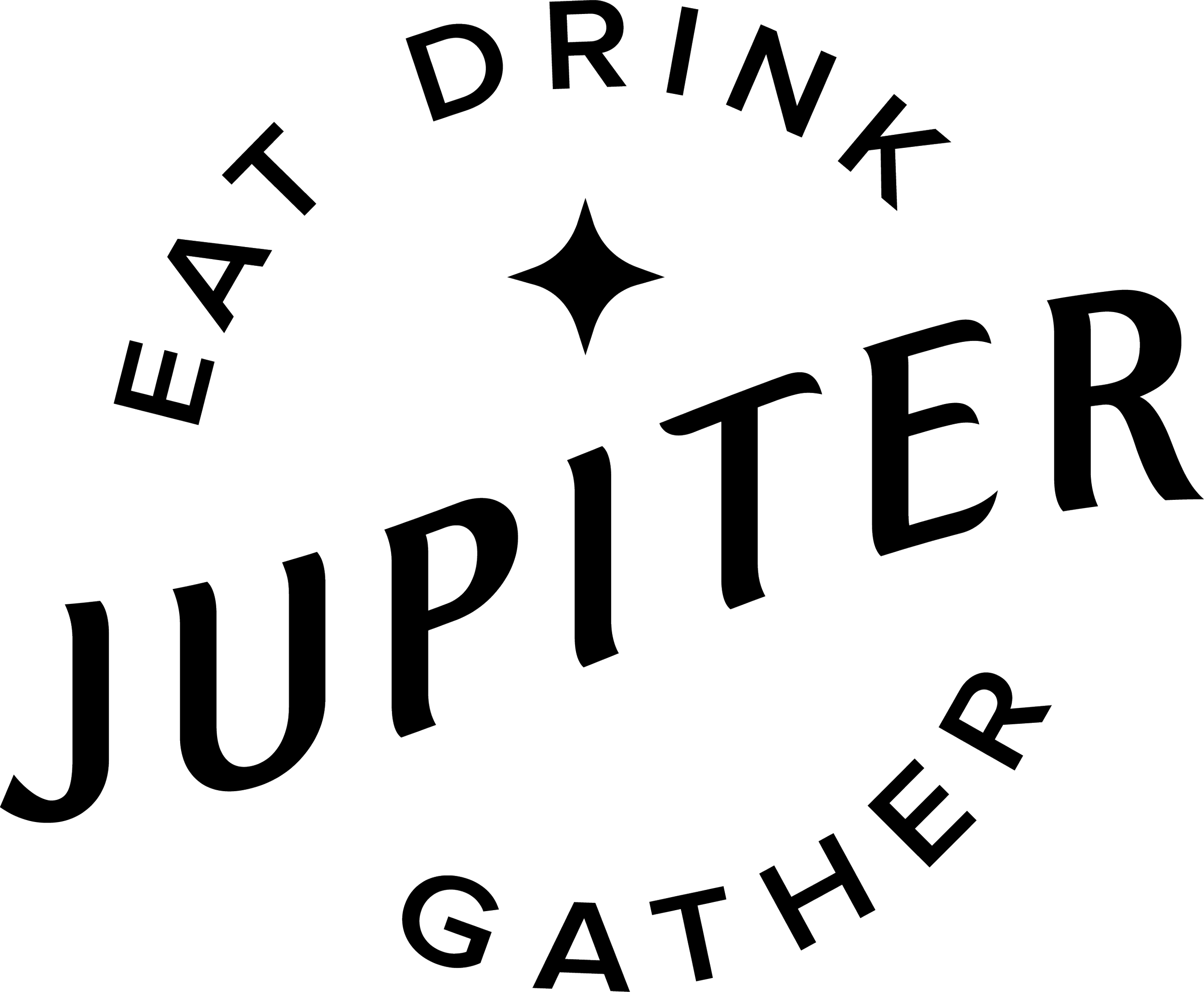 Outline of the words 'DRINK WATER' in a circular pattern with a star in the center.
