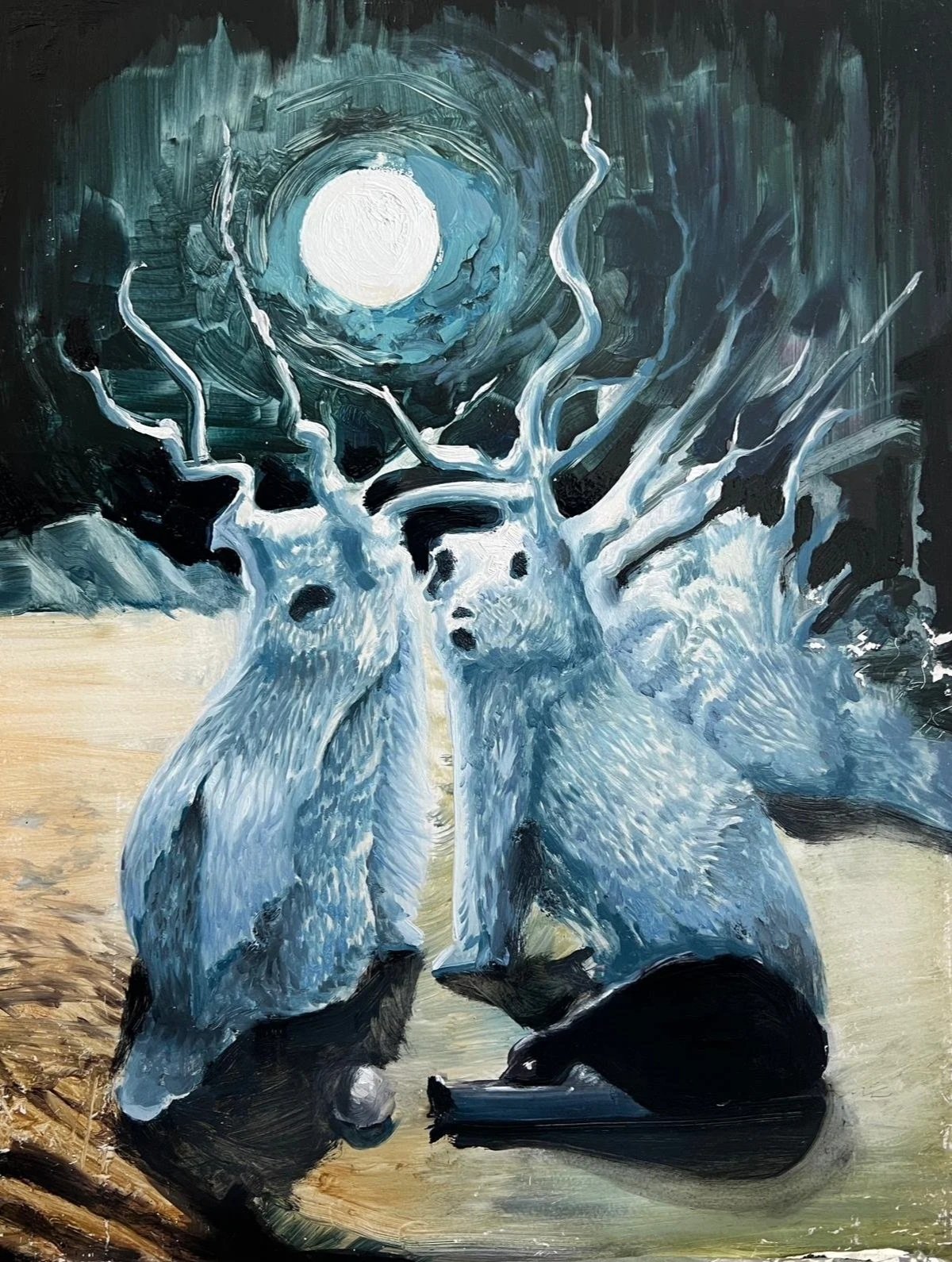 "Full moon" Oil on ceramic tile (40x60) 2024