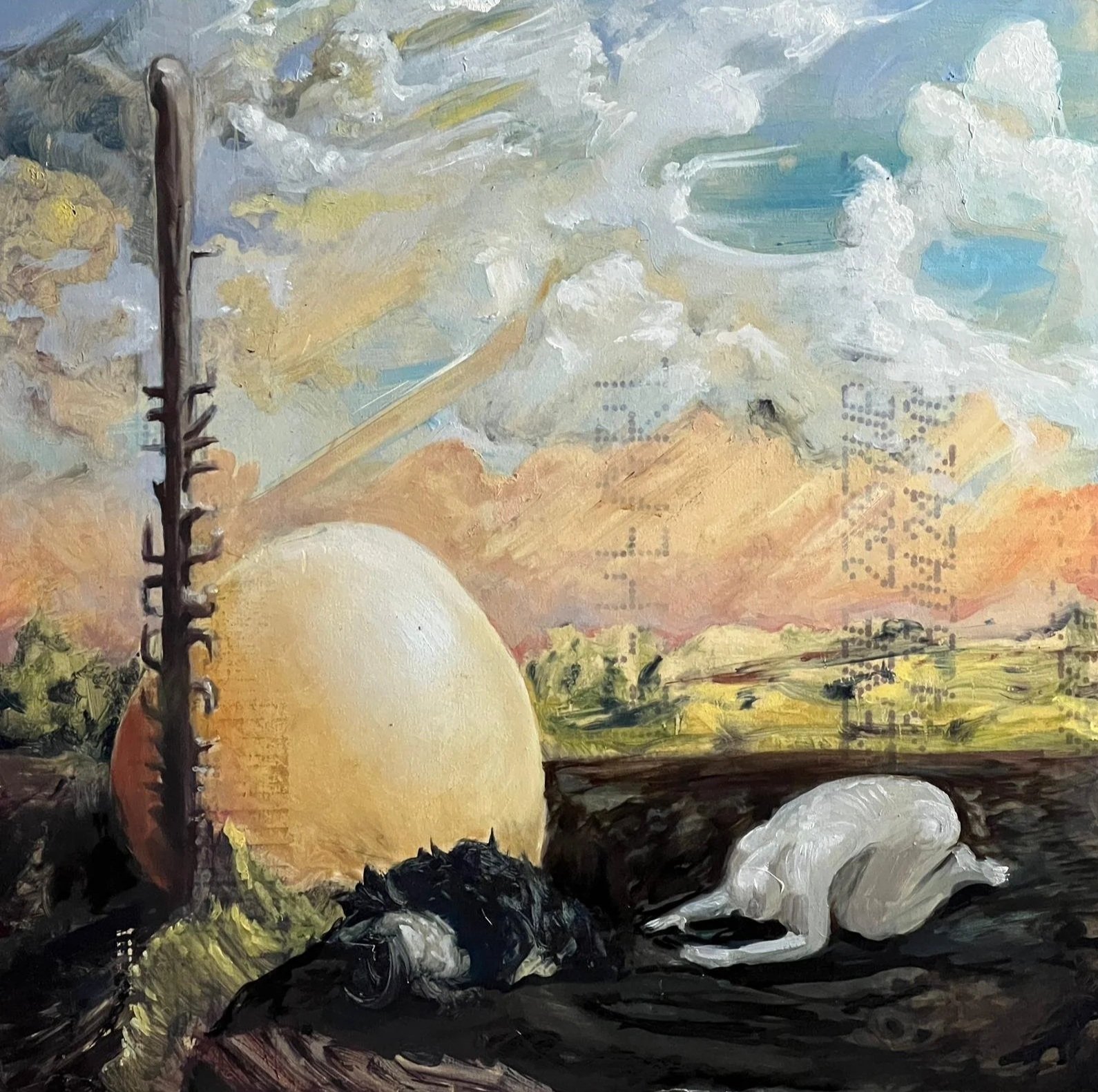 "Egg" Oil on ceramic tile (50x50) 2024