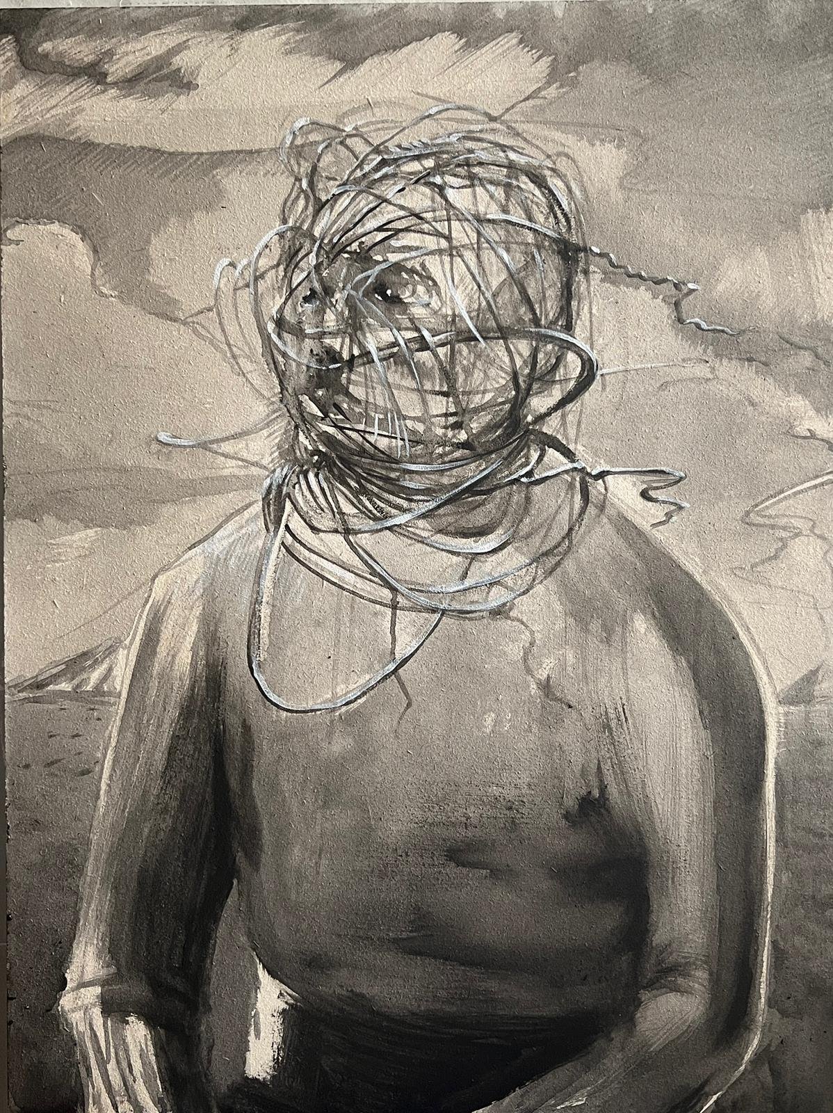 "Overthinking" Acryl on wooden board (60x80) 2025