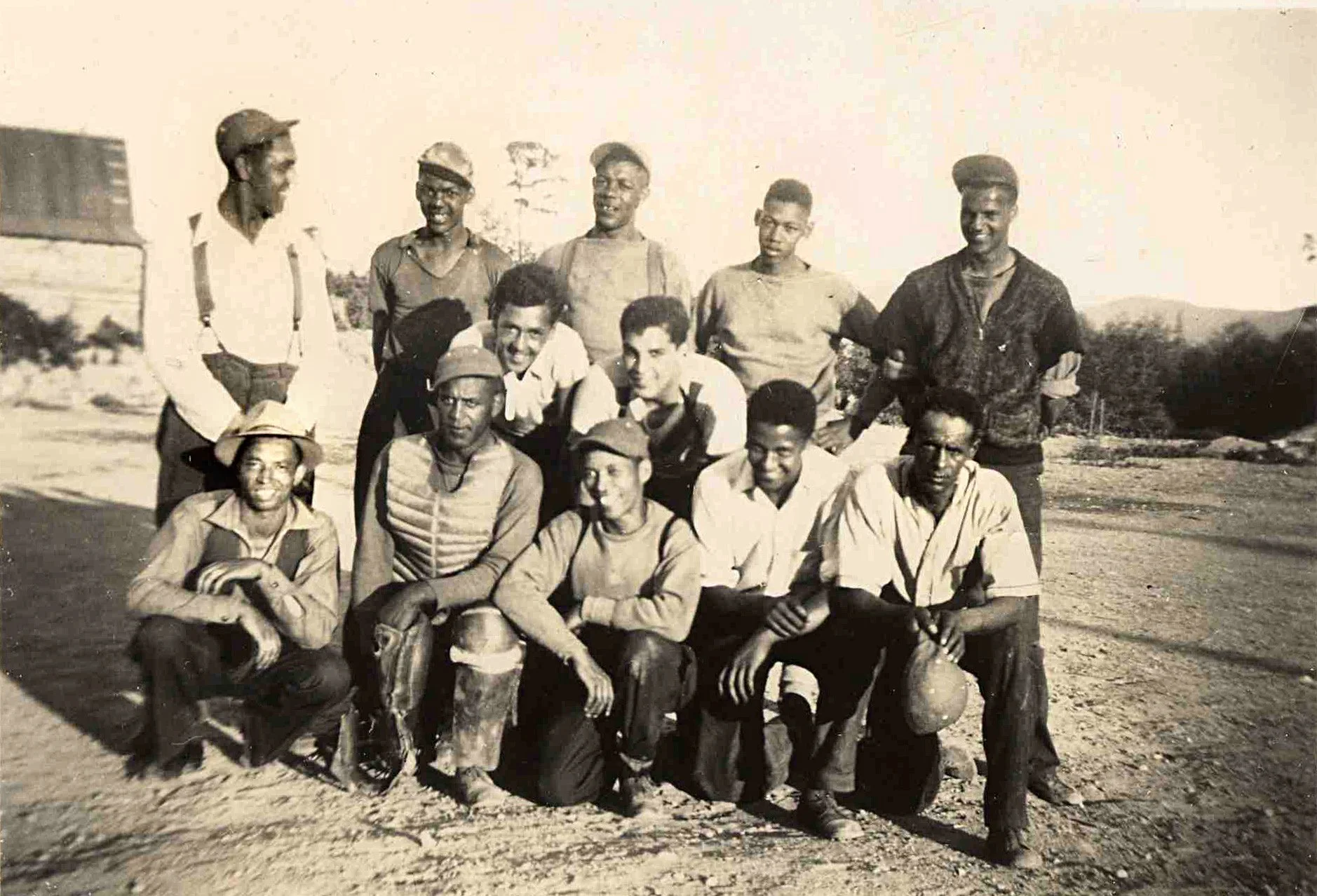 A Victoria, BC baseball team, 1920s. 

Back row, (left to right): Norm Alexander Sr., Doug Hudlin, Joe Hudlin, Parnell Hudlin, Herbie Alexander. 

Center Row, (left to right): Ernie Alexander and Albert Kirkbride 

Front row (left to right): Herman (