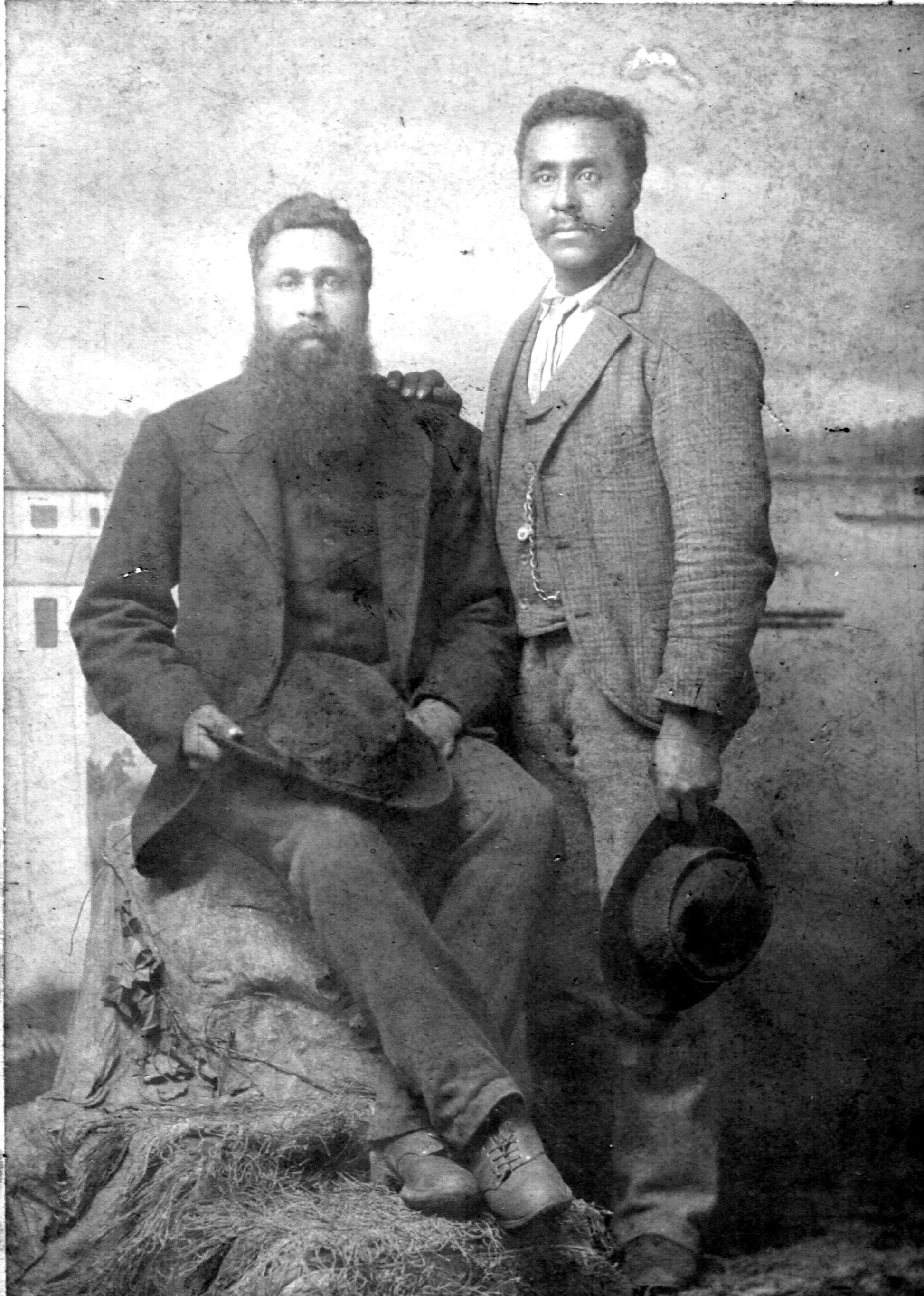 Willis Otis Stark and his brother John Edmond Stark, sons of Sylvia and Louis Stark, in a professional portrait photograph taken at the Elite Studio, Nanaimo, circa 1890.  
Source; Salt Spring Island Archives, 989024011