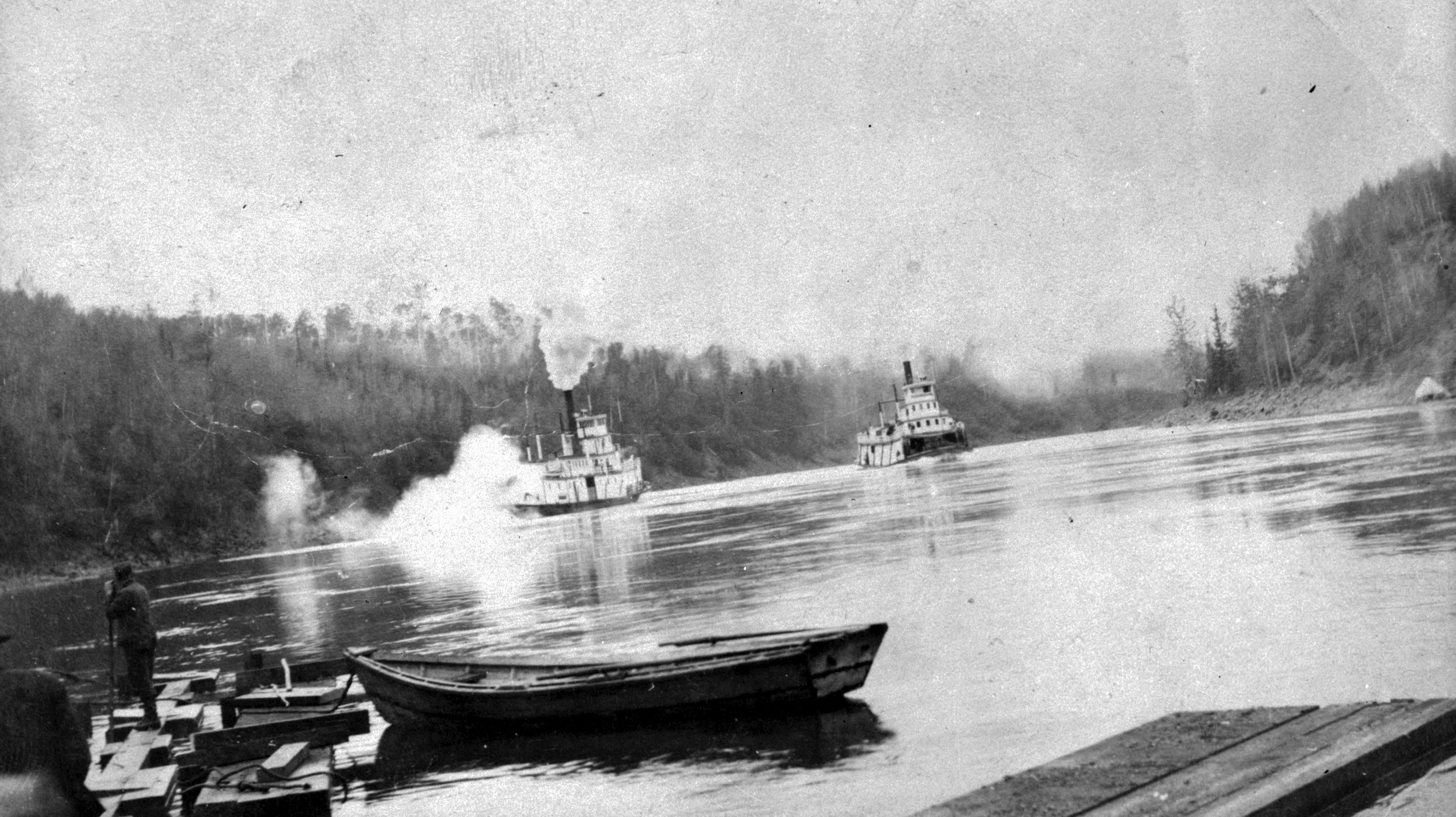 STEAMBOATS AT KITSELAS, 1911. 
SOURCE: ITEM # C-05485, COURTESY OF THE ROYAL BC MUSEUM