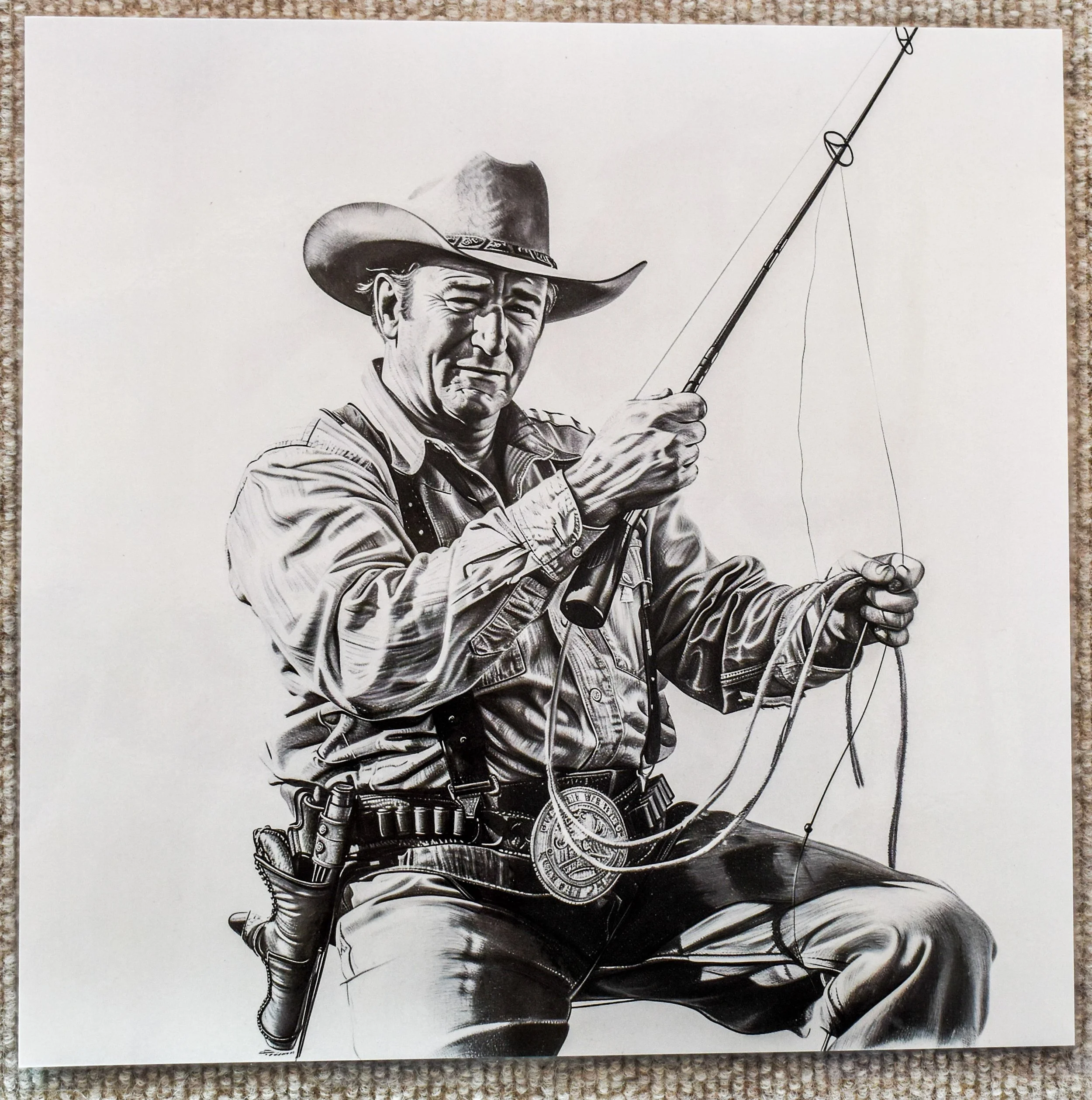 John Wayne Fishing by Natalia Nova