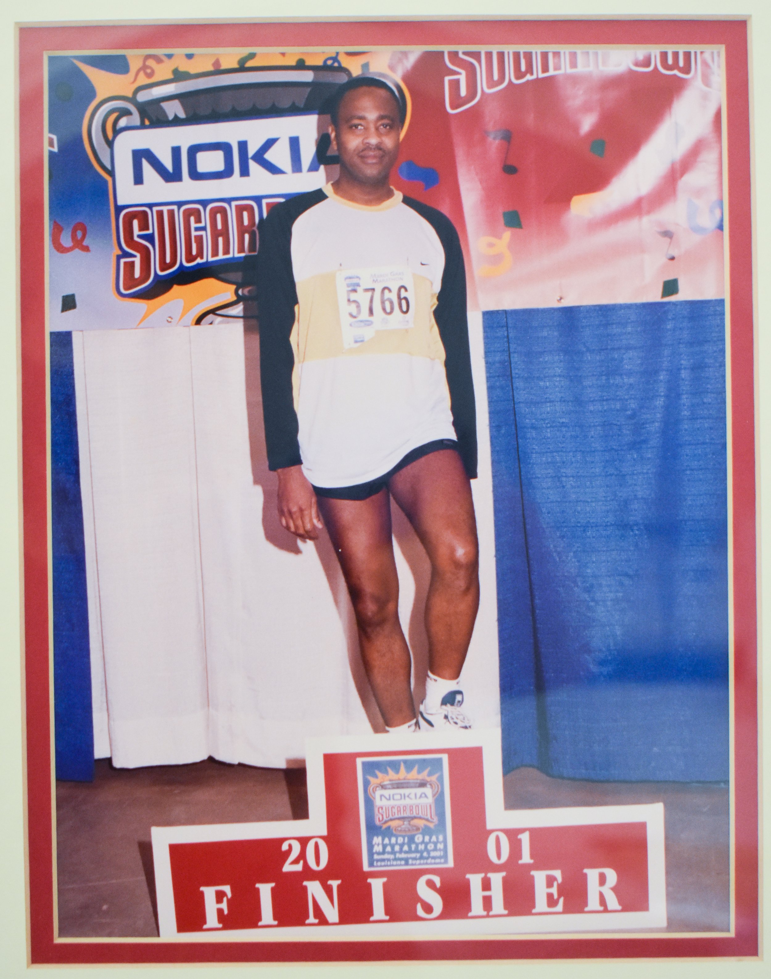 Commemorative photo from when Mel ran the 2001 New Orleans Marathon.