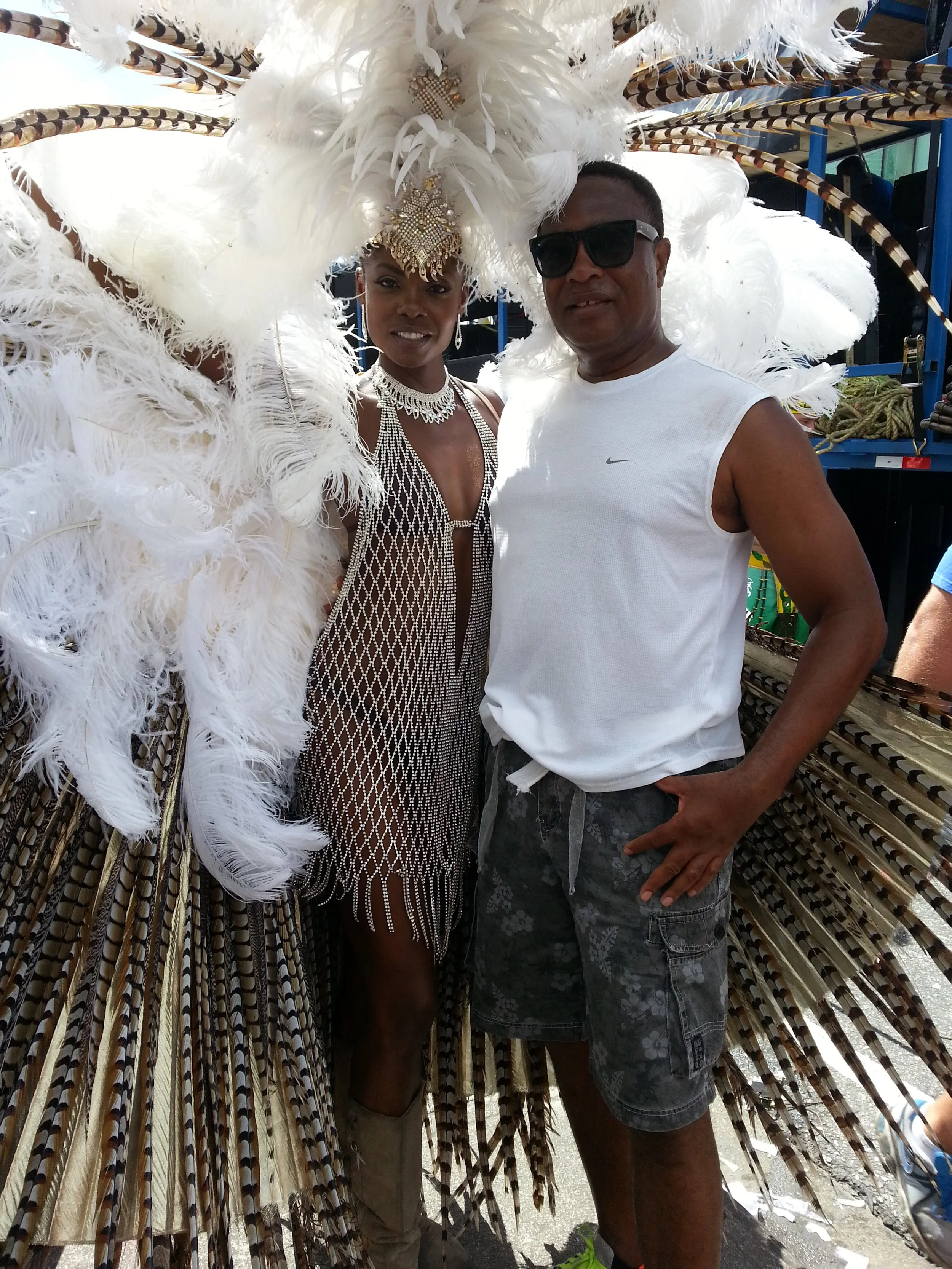 Mel on vacation during the annual Carnival celebrations in Trinidad.