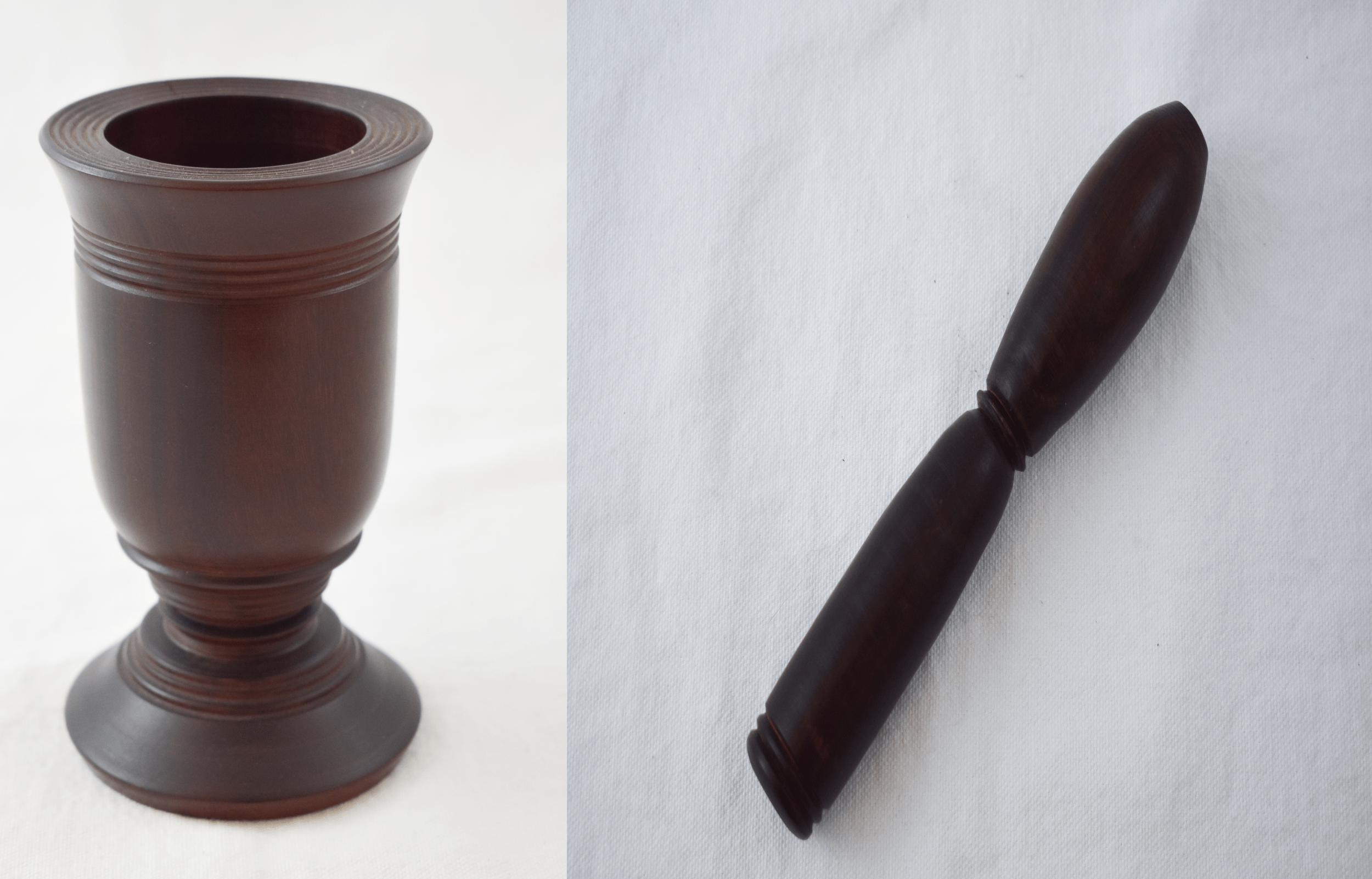Mortar and pestle set which would have been used to grind foods such as groundnuts and maize to make maputi (roasted maize kernels) and mutakura (made from Bambara groundnuts).