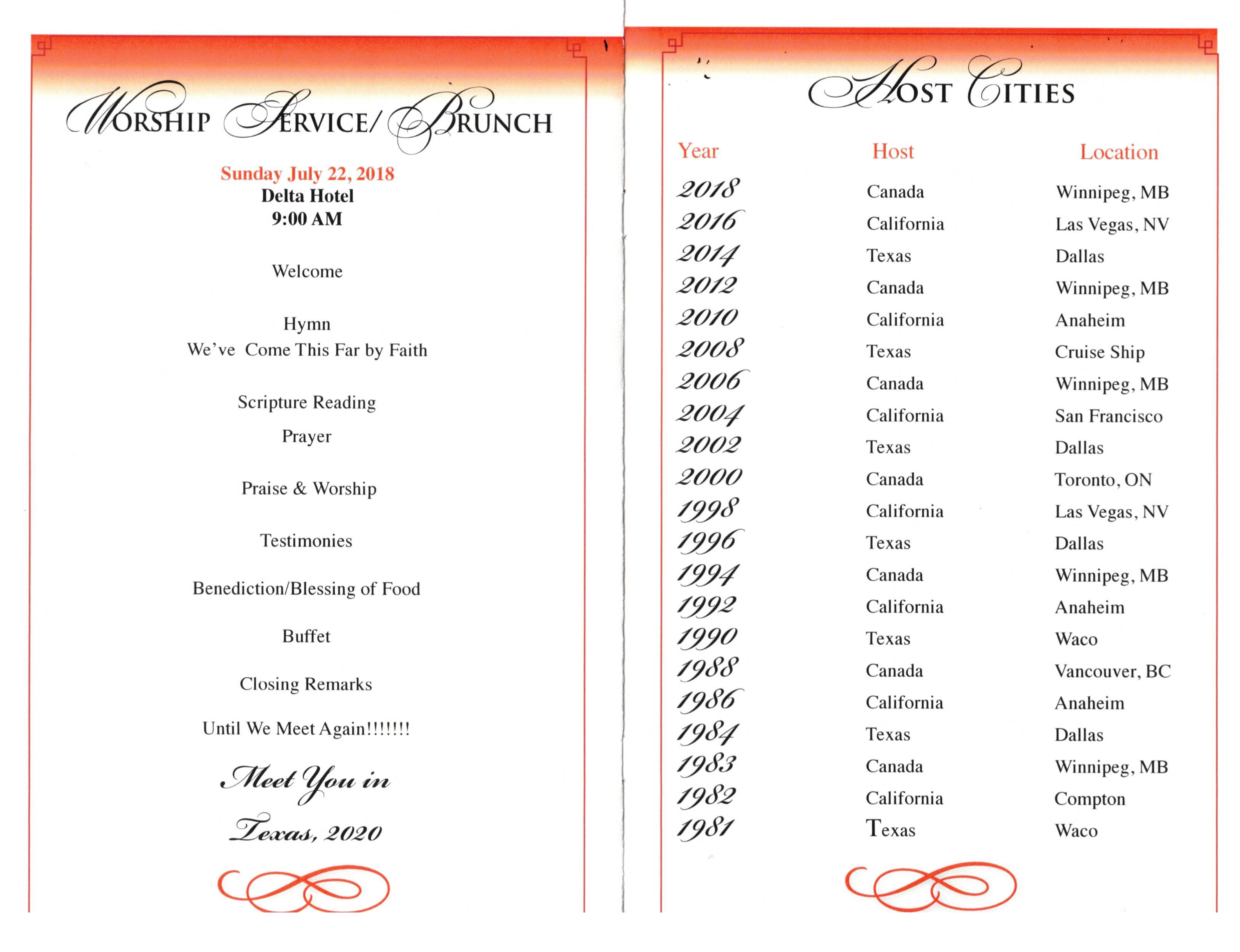 Family reunion programme interior.