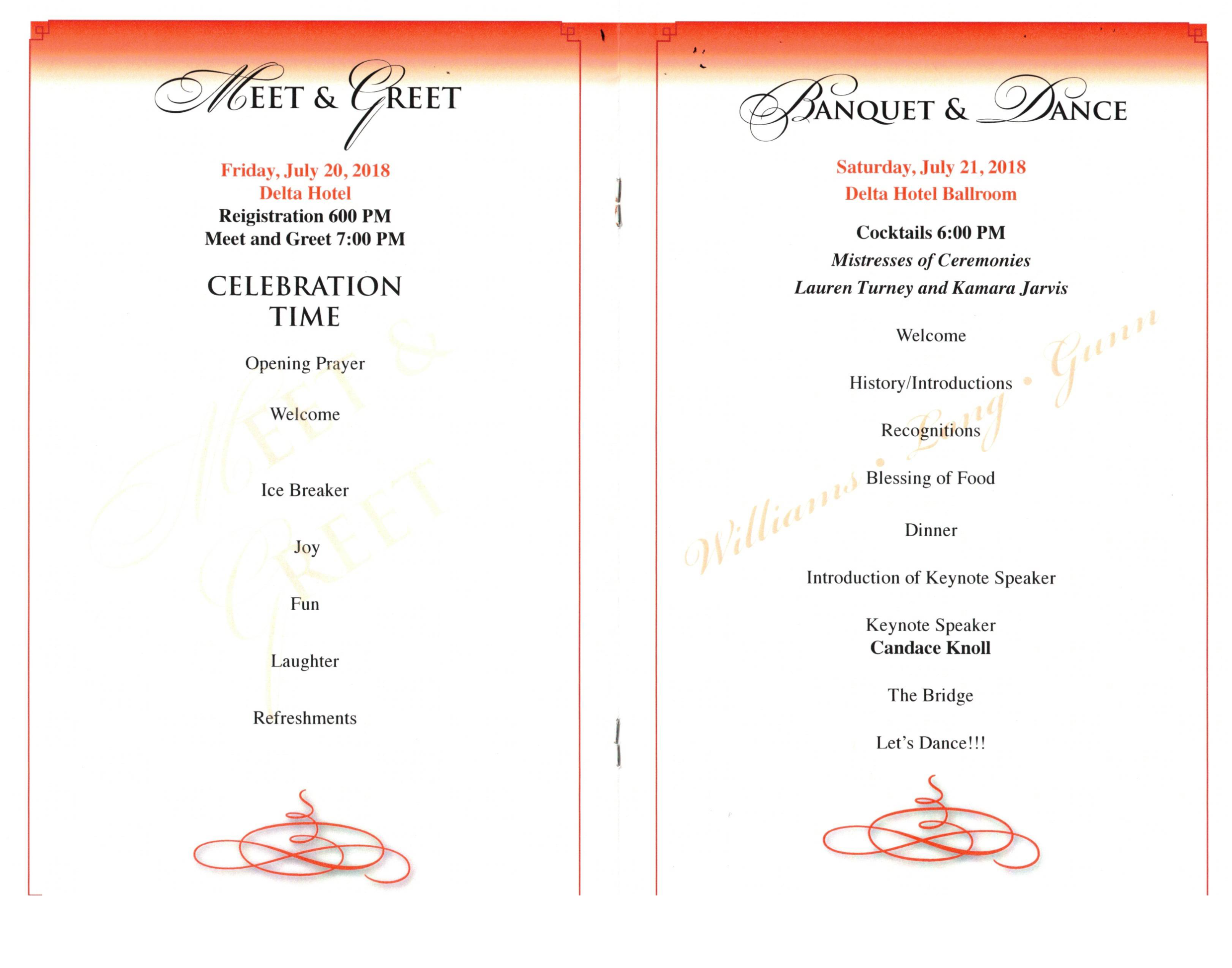 Family reunion programme interior.