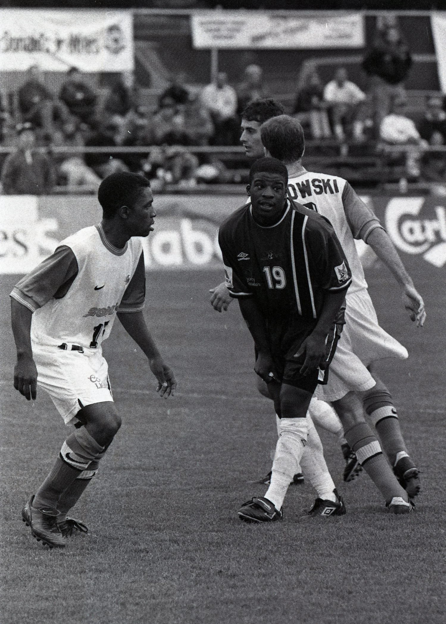 Chris Clarke playing for the Vancouver 86er’s in a home game at Swangard Stadium. (F13-98-1060_004, Tri-City News, City of Coquitlam Archives)