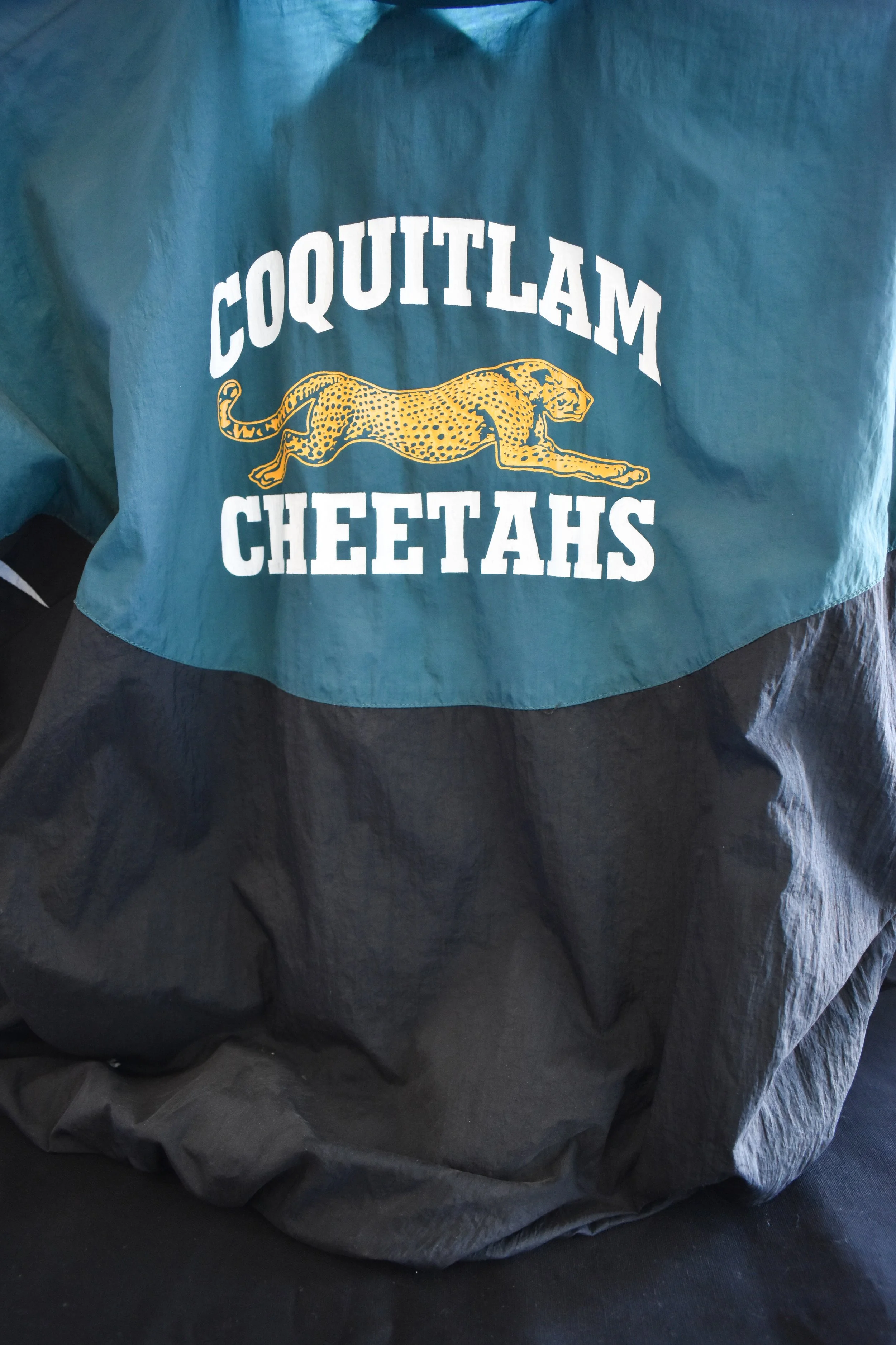 Trainng/warmup jacket from the Coquitlam Cheetahs. (Courtesy of the Coquitlam Sports Hall of Fame)