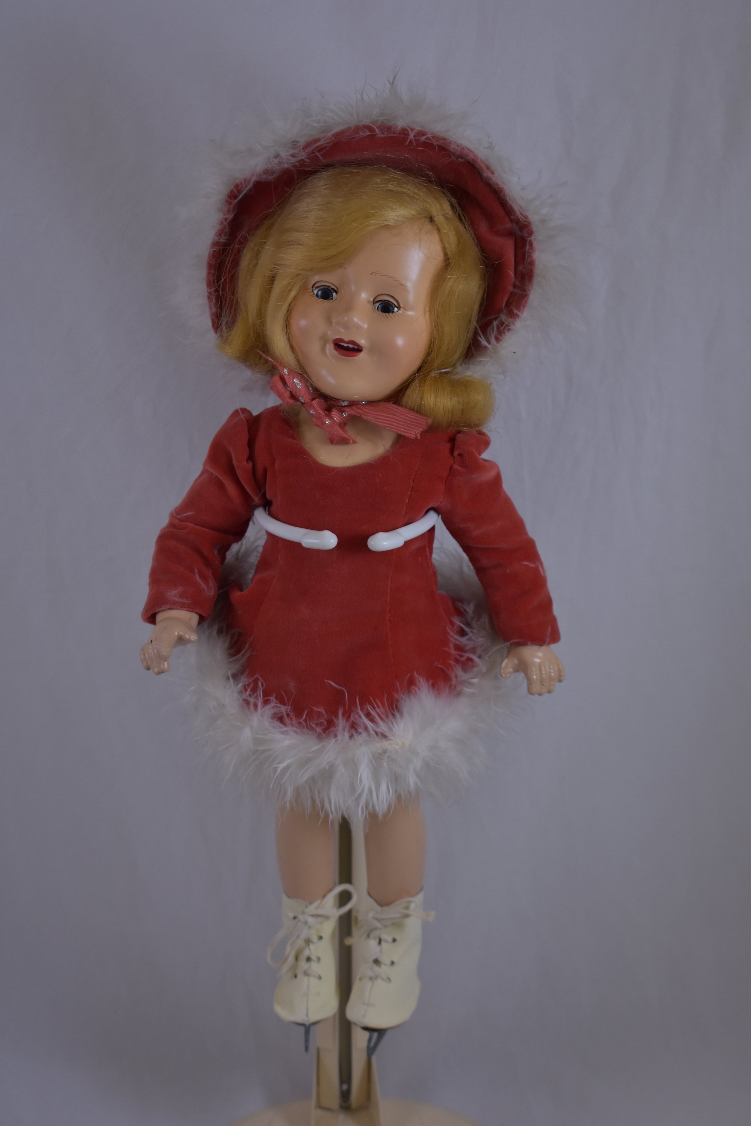 This version of Barbara Ann Scott is from 1950, in red trimmed with marabou.