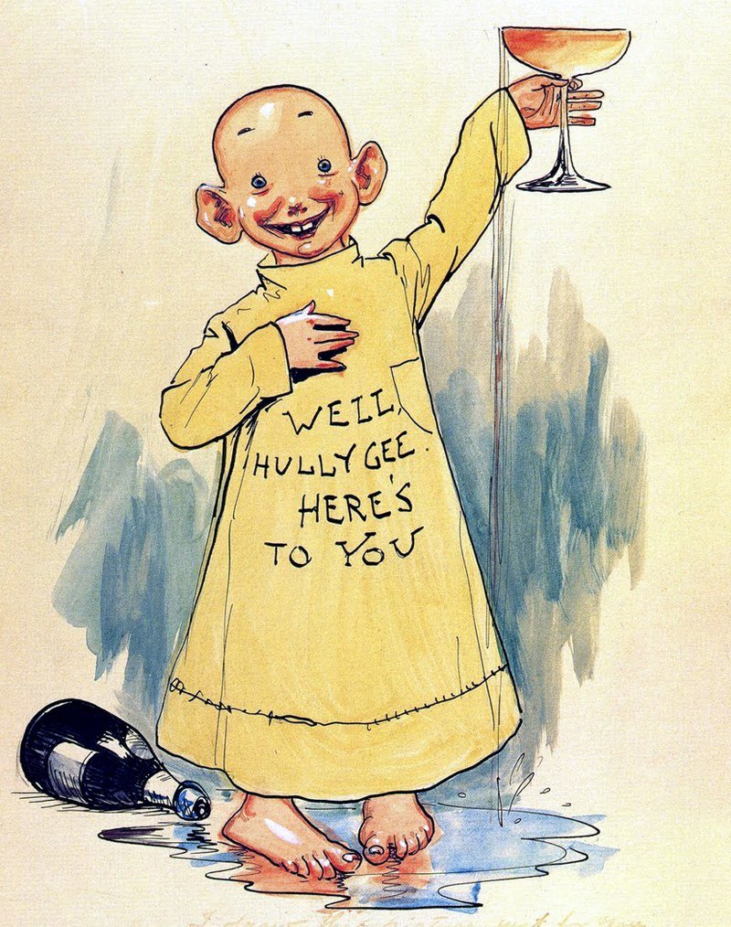 The Yellow Kid, a popular comic strip about a good natured, slum dwelling kid, circa 1890s.