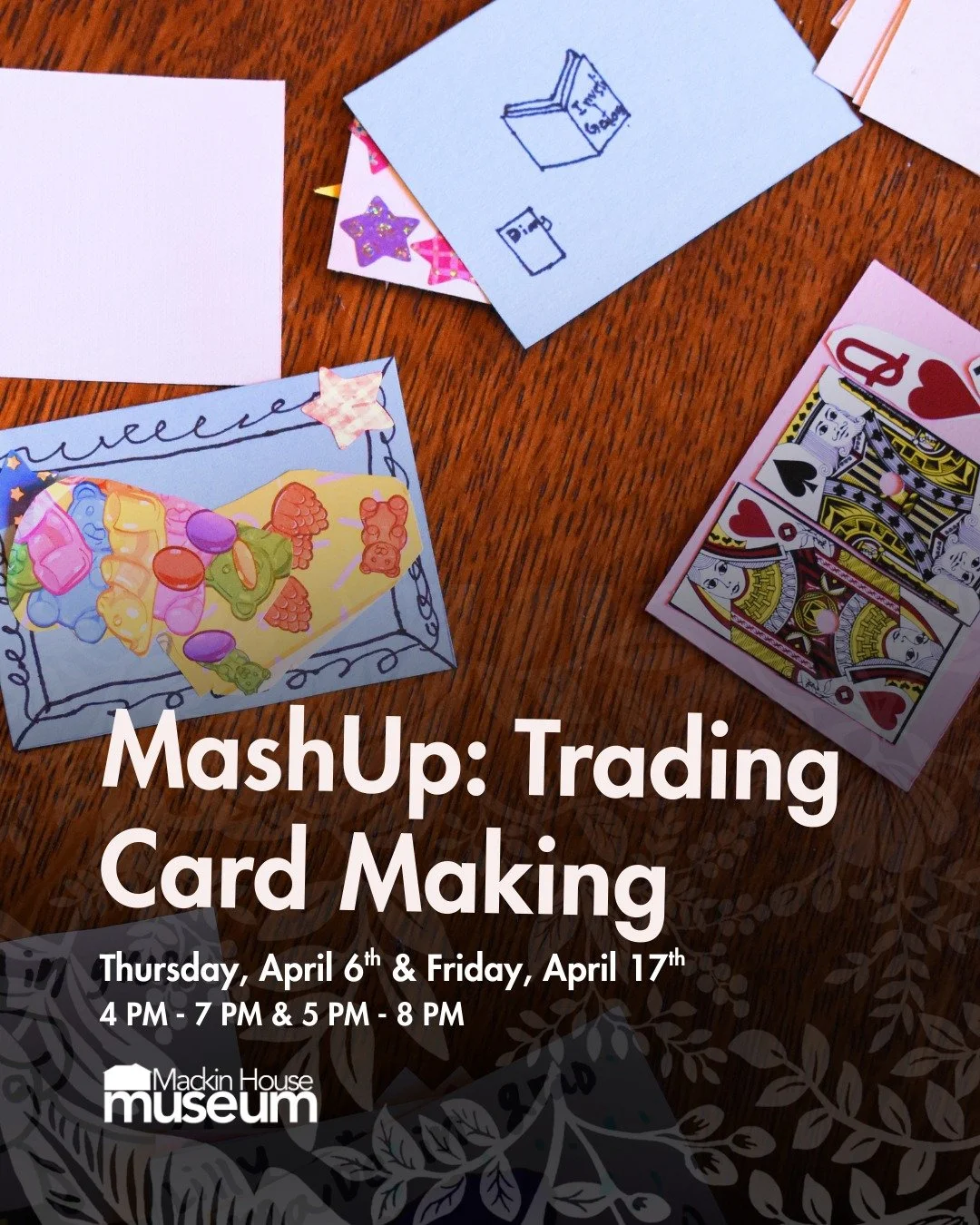 Spend an evening in our museum and relax by making your own art trading cards to trade, give away, or keep for yourself.

Art trading cards are a movement of creating miniature pieces first started in 1997 when Swiss artist Vanci Stirnemann invited g