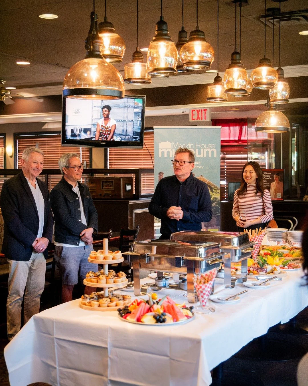 Last night, we launched our permanent community exhibit with the @CoquitlamGrill, showcasing archival photographs that are significant to Coquitlam's shared history. In addition to the photographs, we brought interactive objects and artifacts from ou
