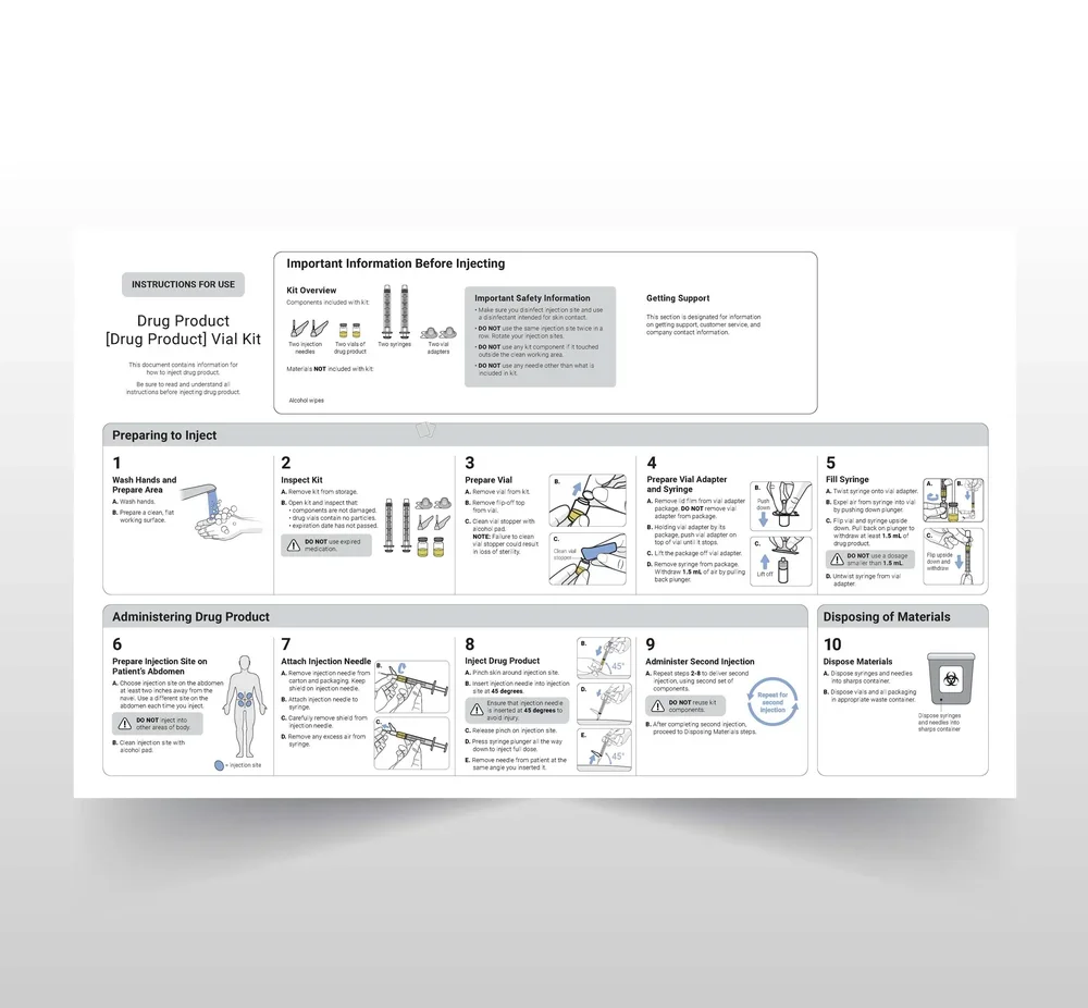 UX / UI Design, Instructional Design - Drug Vial Kit