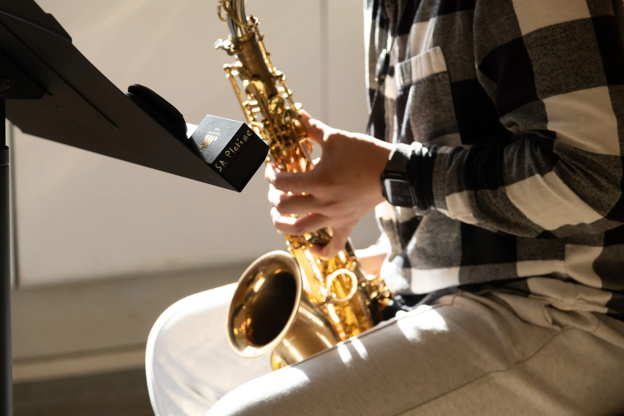 BOSTON, MA - Shuhan wang, the student in New England Conservatory of Music, practiced
sax. The photo shoot in NEC on Oct 15.