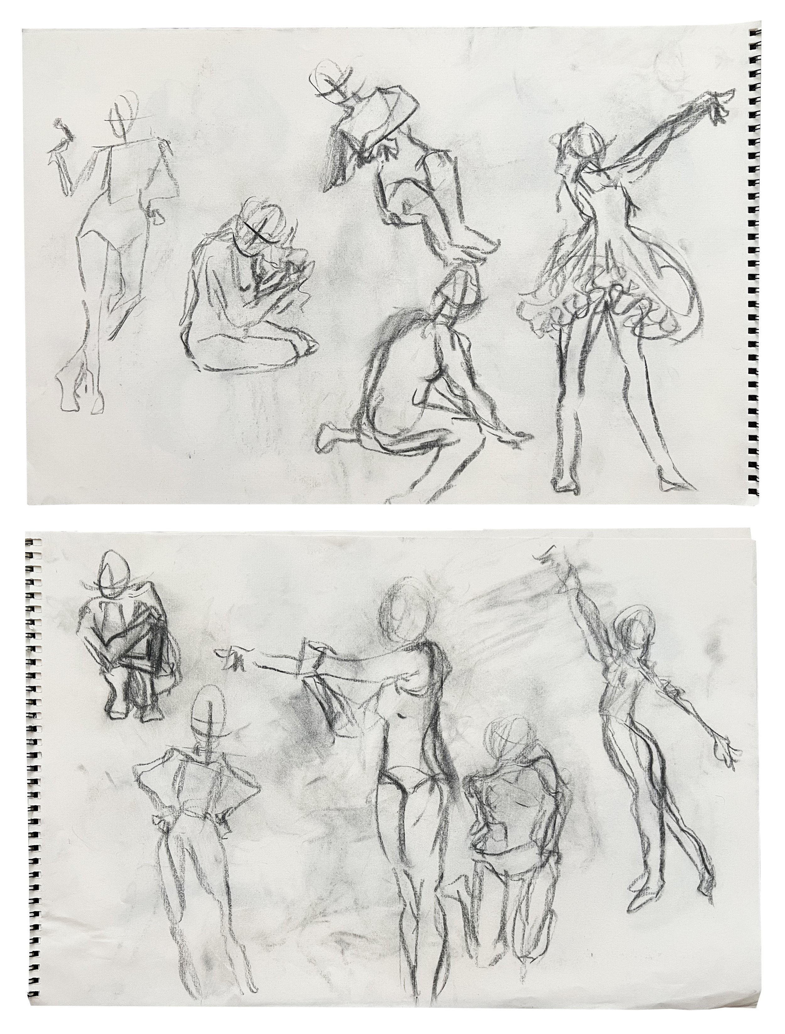 Figure Studies, charcoal on paper, 12"x18"