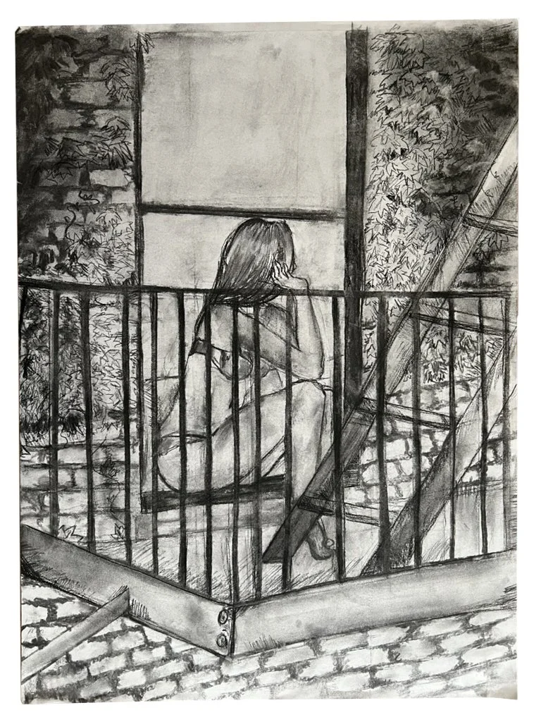 Urban Dwelling, charcoal on paper, 24"x36"