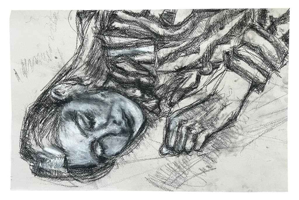 Wearing Stripes, charcoal on paper, 18"x24"