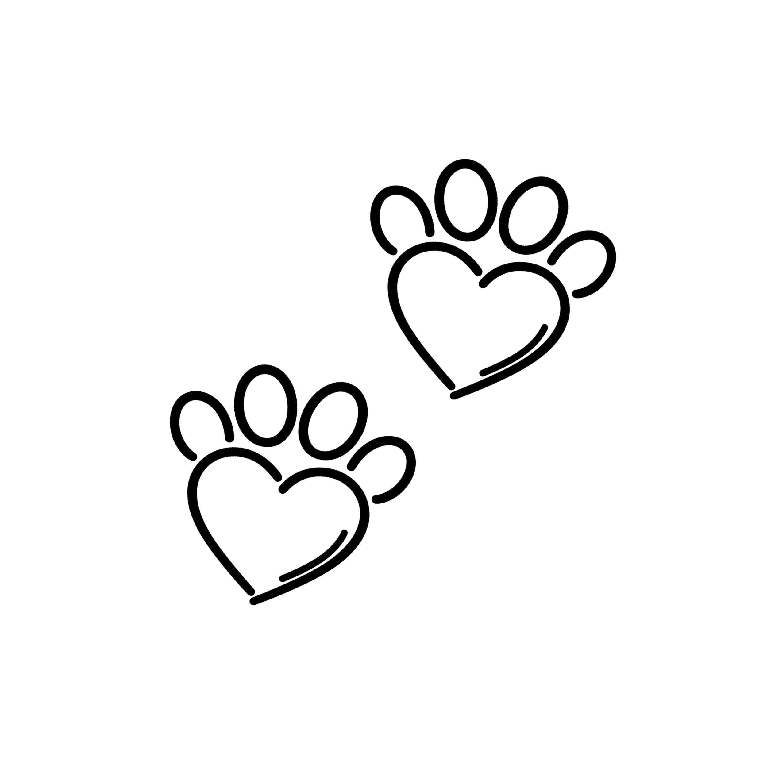 Outline of a paw print with five ovals representing toes and a large oval for the pad.
