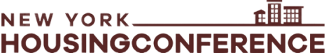 Logo of the New York Housing Conference with text and building graphics.