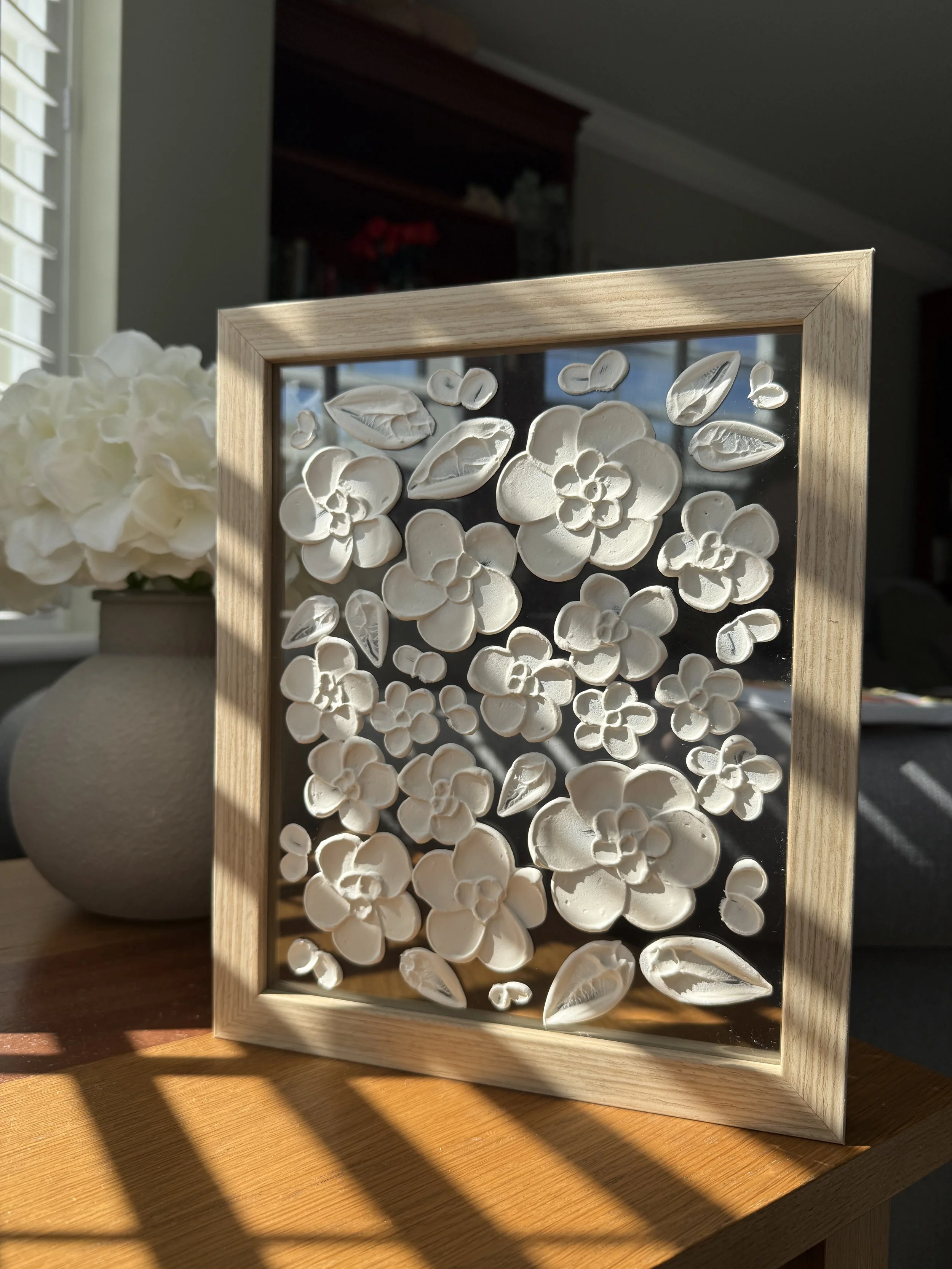 White Blossoms on Glass