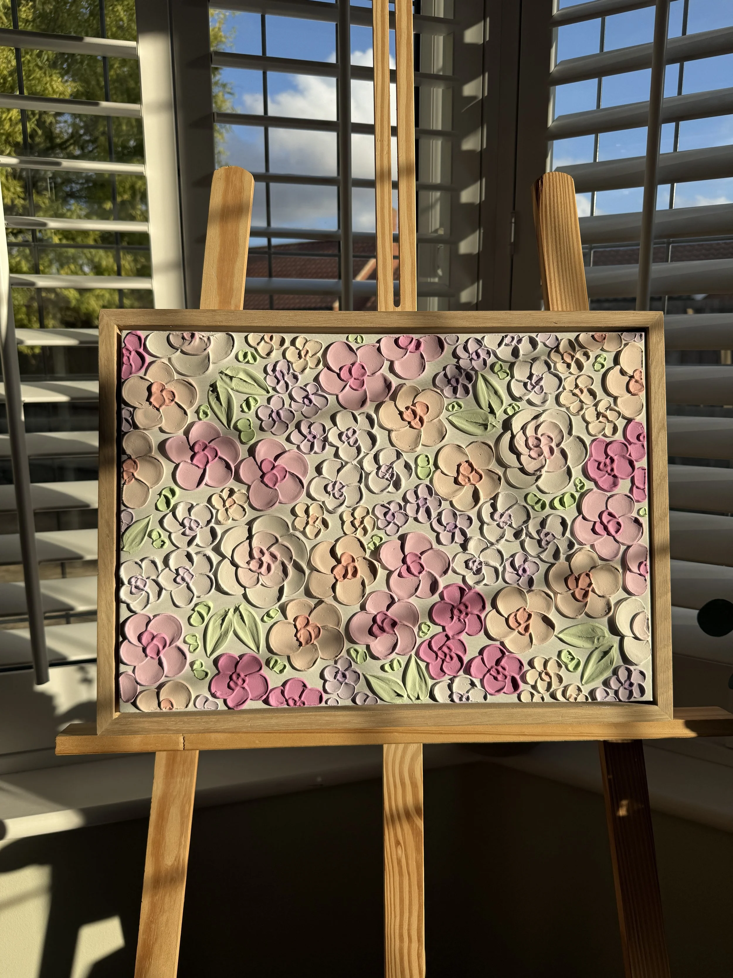 Pastel Lace - Wooden Textured Floral Art