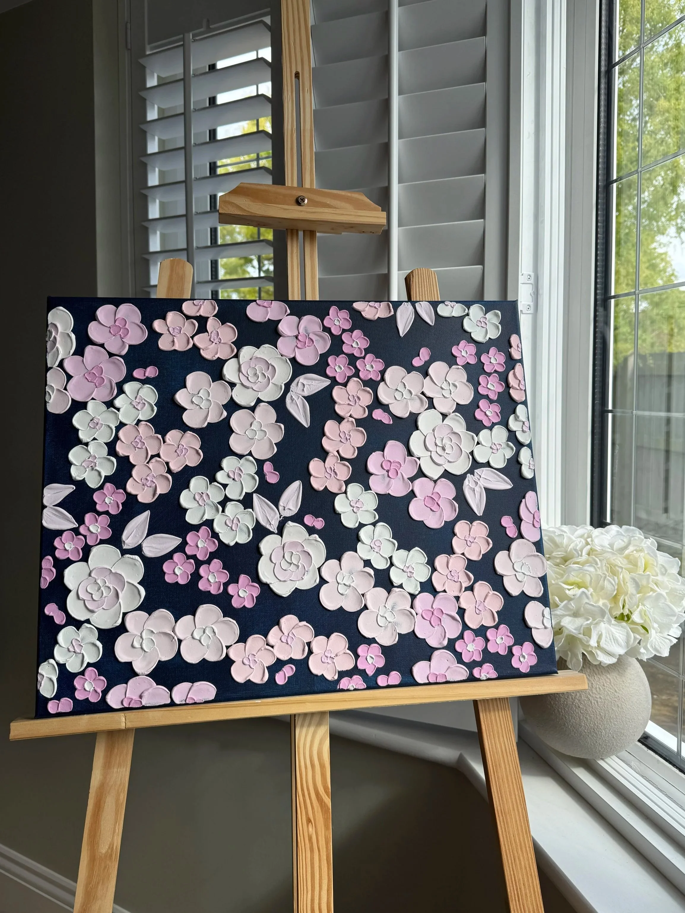 Twilight Blossom - Floral Textured Art
