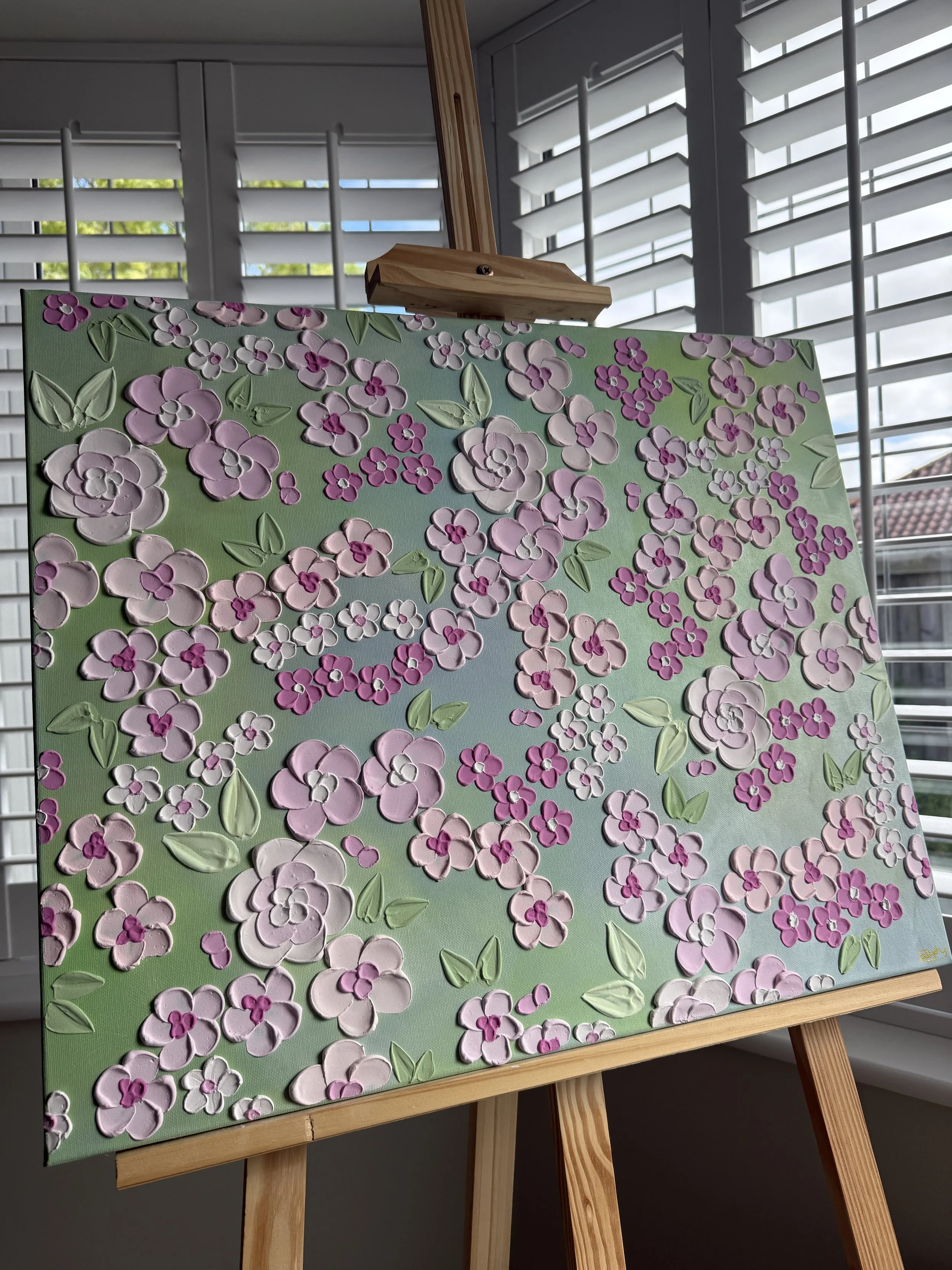 Spring Blossom Large - Floral Textured Art