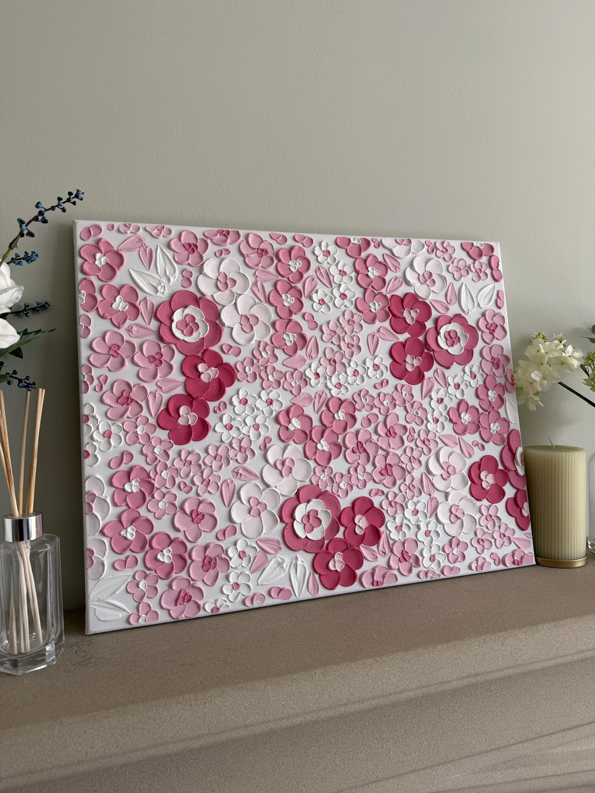 Cherry Blossom Mini - Handmade Textured Canvas Art