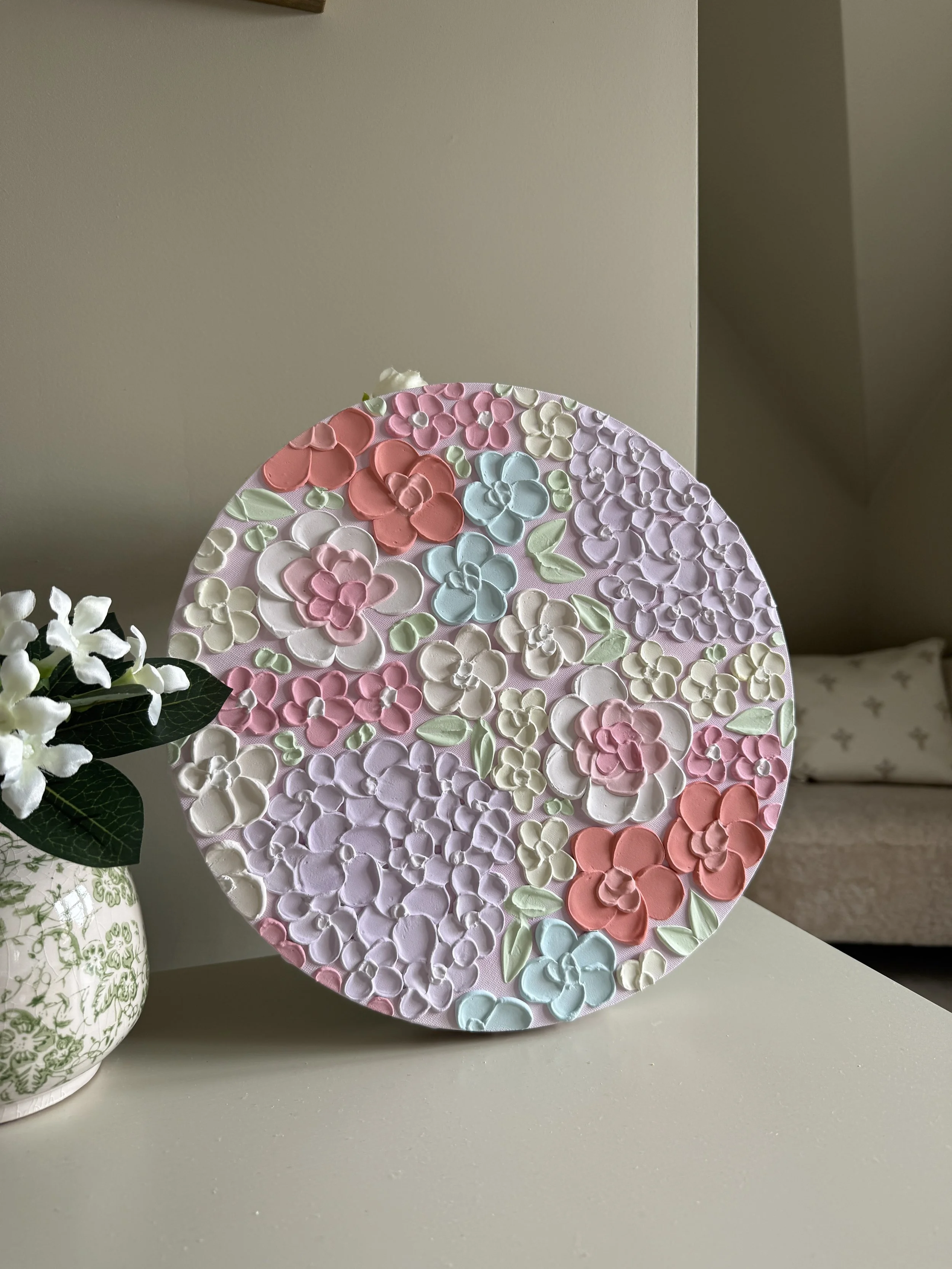 Pastel Hydrangeas - Textured Floral Bedroom Art
